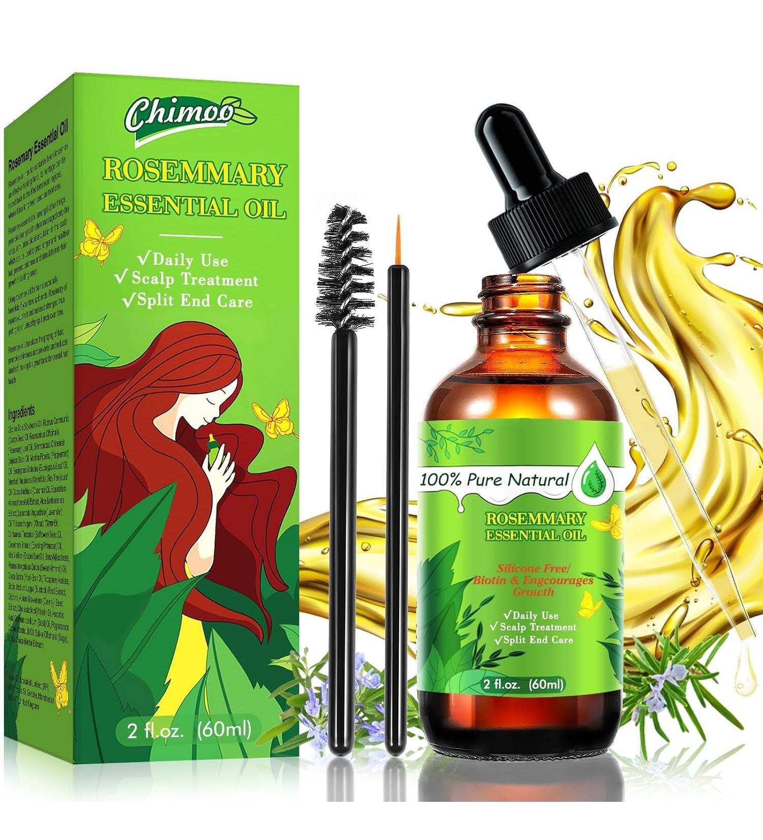 Chimoo 100% Natural Rosemary Oil for Hair - 60ml Hair Growth & Aromatherapy Essential Oil for Men & Women - Buy Online on GoSupps.com