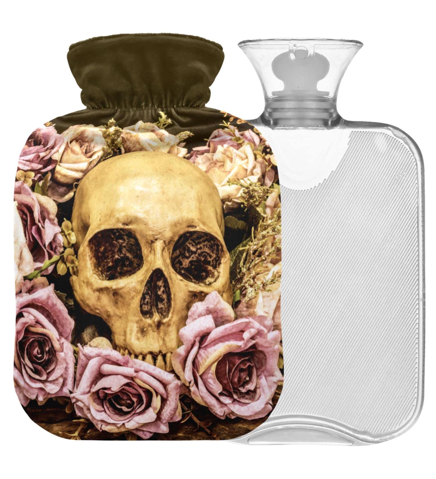 Shop Naanle Human Skull Rose Heat Bottle - Transparent Hot Water Bottle for Pain Relief & Therapy | 1L - Buy Online on GoSupps.com