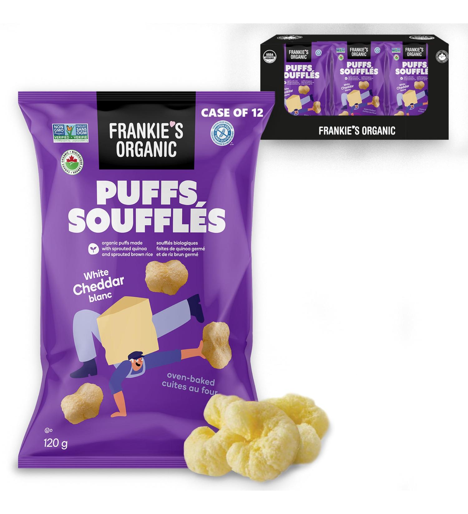 Frankie's Organic White Cheddar Cloud Puffs 120g (Case Of 12) 1.44kg 1.44 kilogram - Buy Online on GoSupps.com