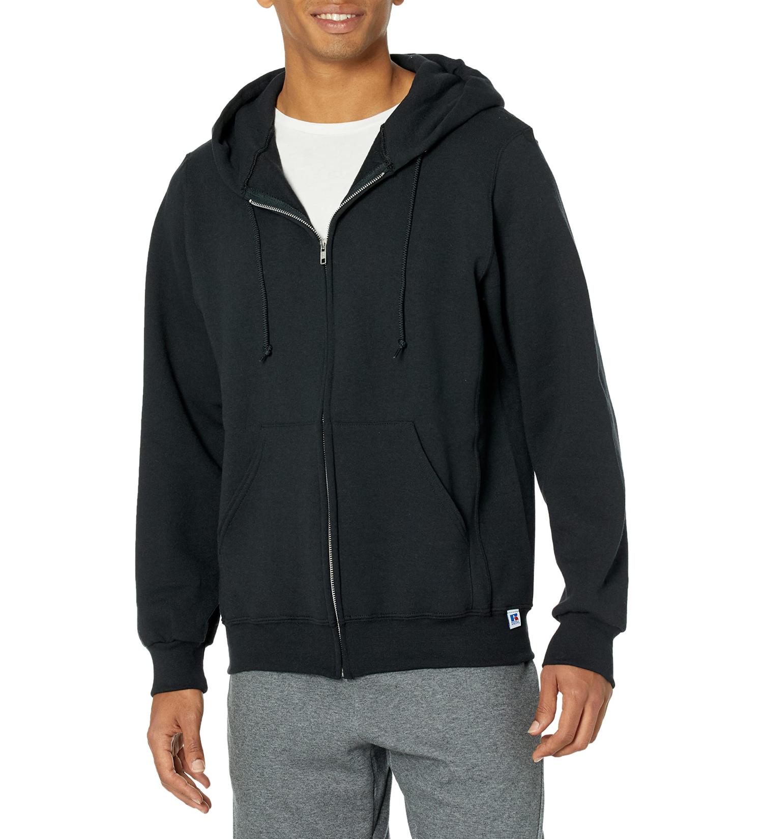 Russell Athletic Men's Dri-Power Fleece Hoodie - Moisture Wicking Cotton Blend, Relaxed Fit - Black, Size L - Buy Online on GoSupps.com