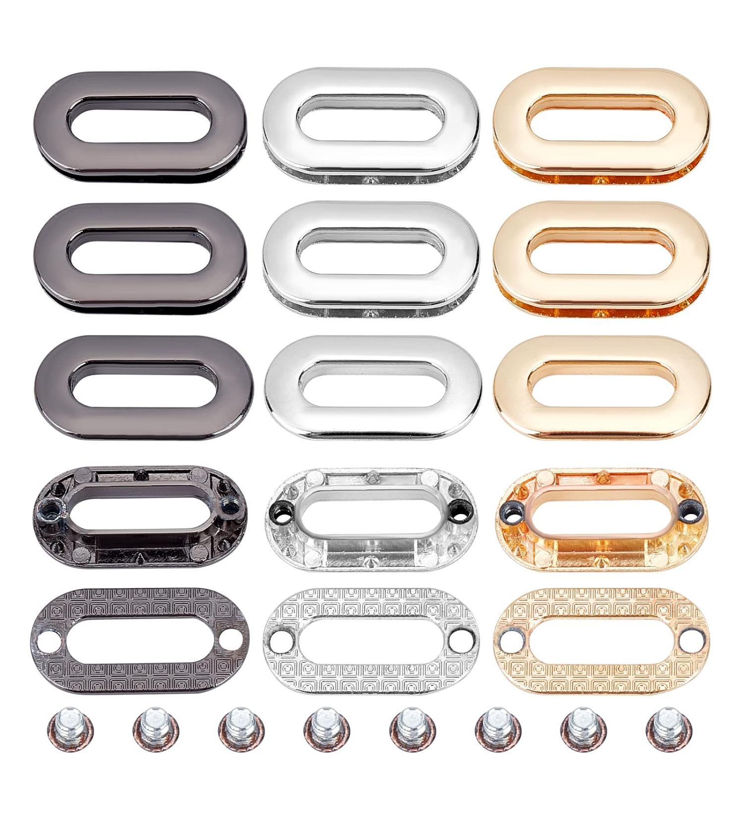 GORGECRAFT 12Pcs Screw-in Oval Eyelet Metal Grommets - 3 Colors, Alloy Loop Snaps for DIY Sewing Crafts and Leather Bags - Buy Online on GoSupps.com