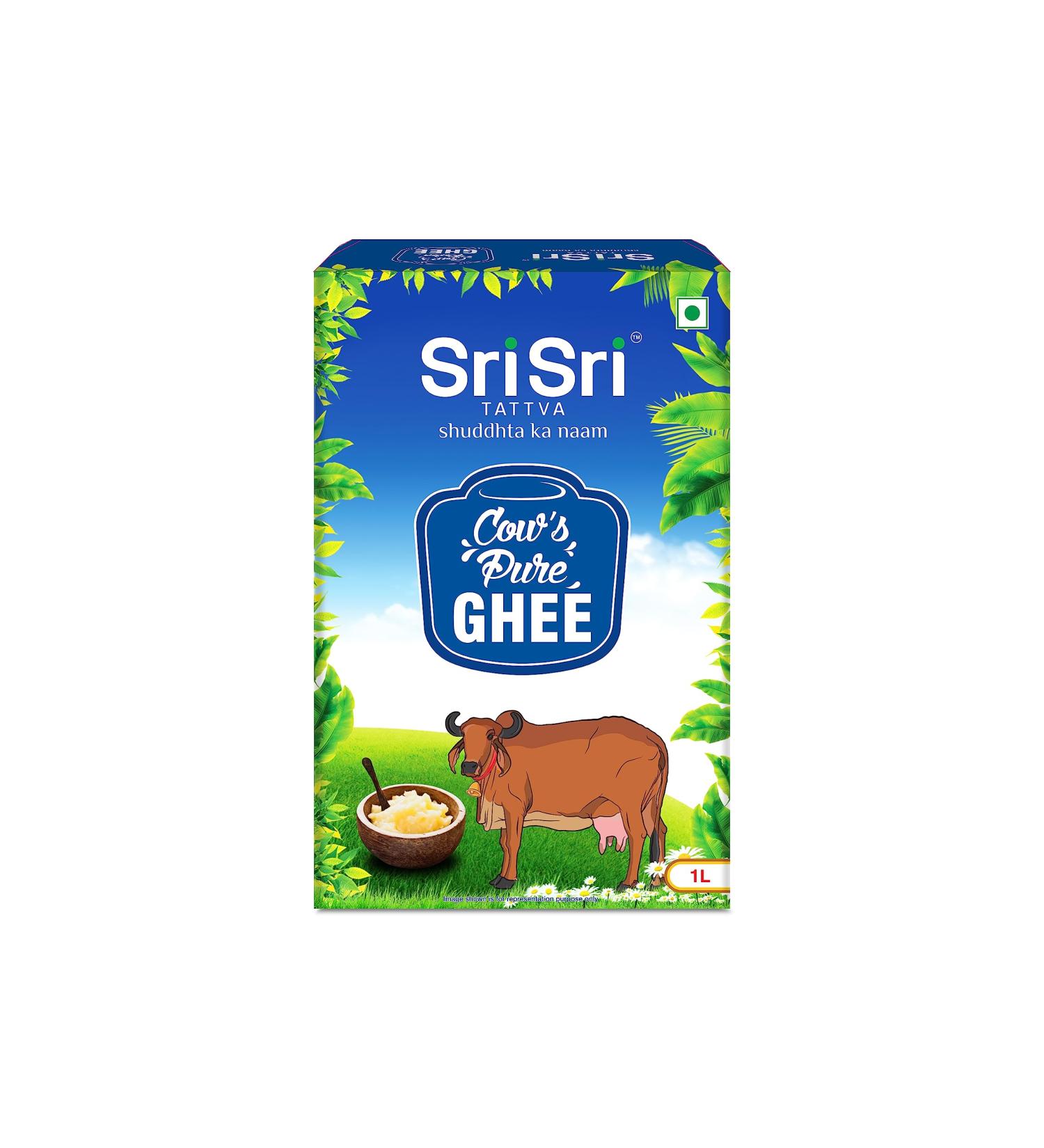 Sri Sri Ayurveda Cow's Pure Desi Ghee 1L - Buy Online on GoSupps.com