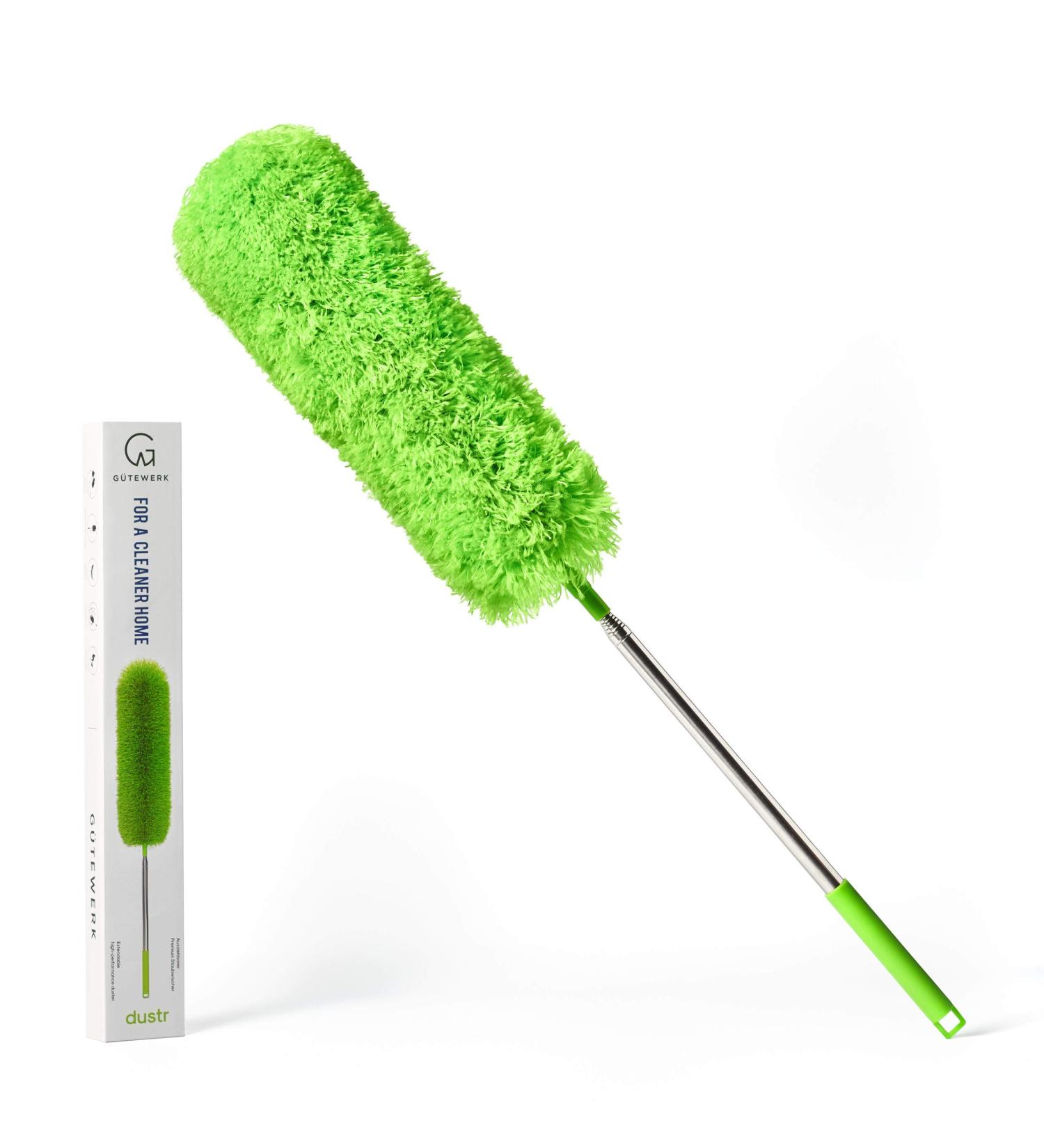 GTEWERK Microfiber Duster with Extension Pole - Feather Duster for Cleaning Ceiling Fans, Cobwebs, and Dust - Electrostatic Bendable Head - Up to 100 Inches - Buy Online on GoSupps.com