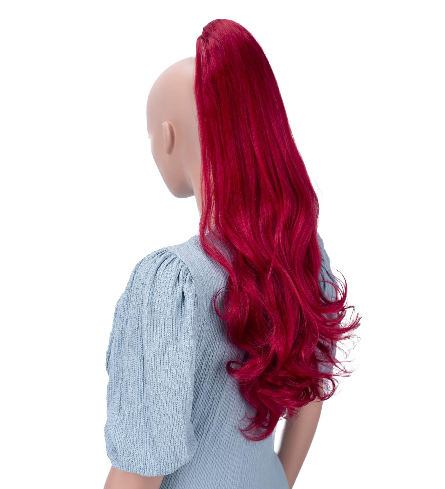 CAISHA 24" Long Hair Clip On Ponytail Extension Heat-Resistant Synthetic Hairpiece Slightly Wavy Red H514 red #3100 H514 - Buy Online on GoSupps.com