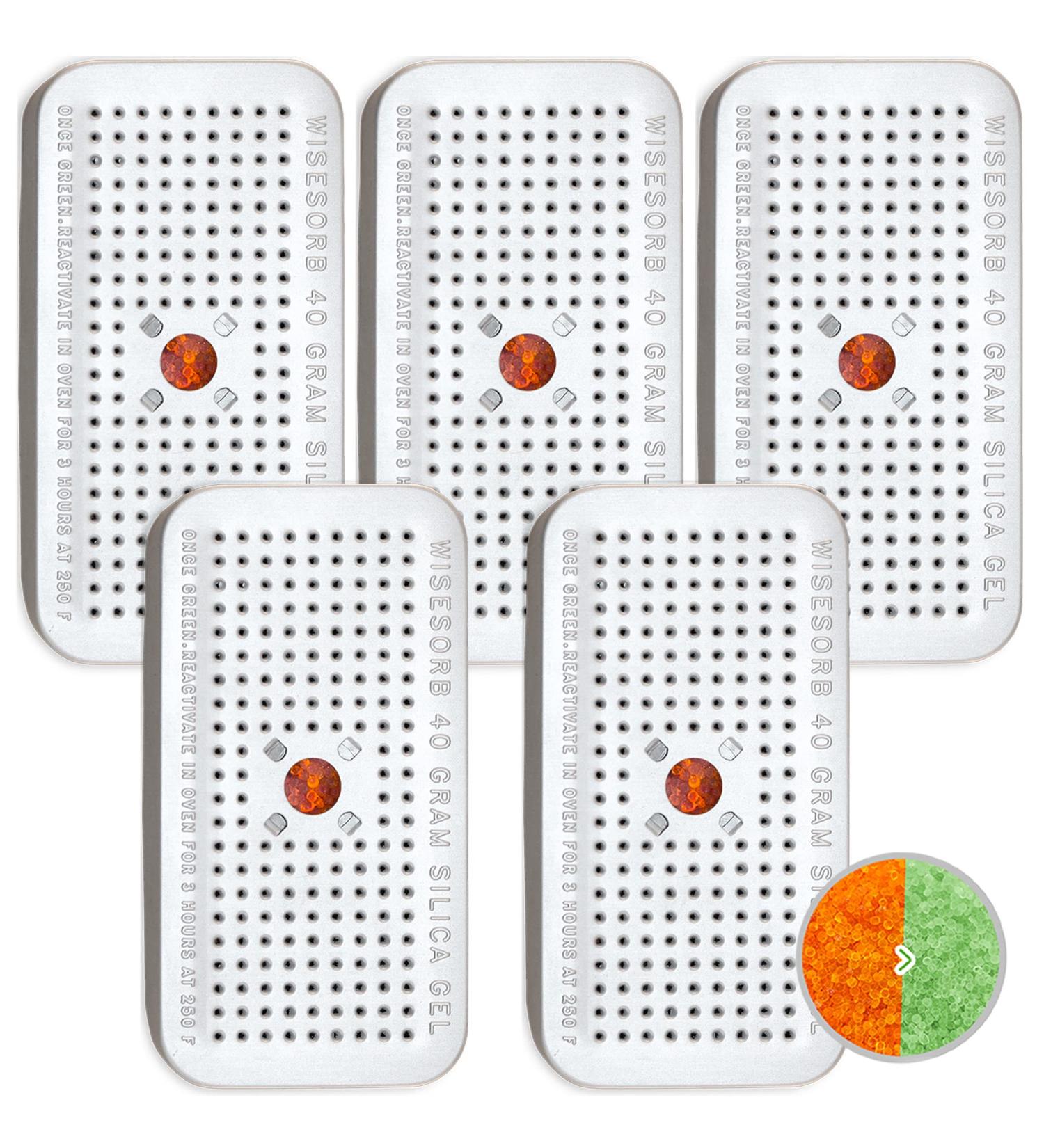 Wisesorb 40g Silica Gel Canisters - Reusable Dehumidifiers for Gun Safe Car & Closet - 5 Pack Moisture Absorber (Orange to Green - Buy Online on GoSupps.com