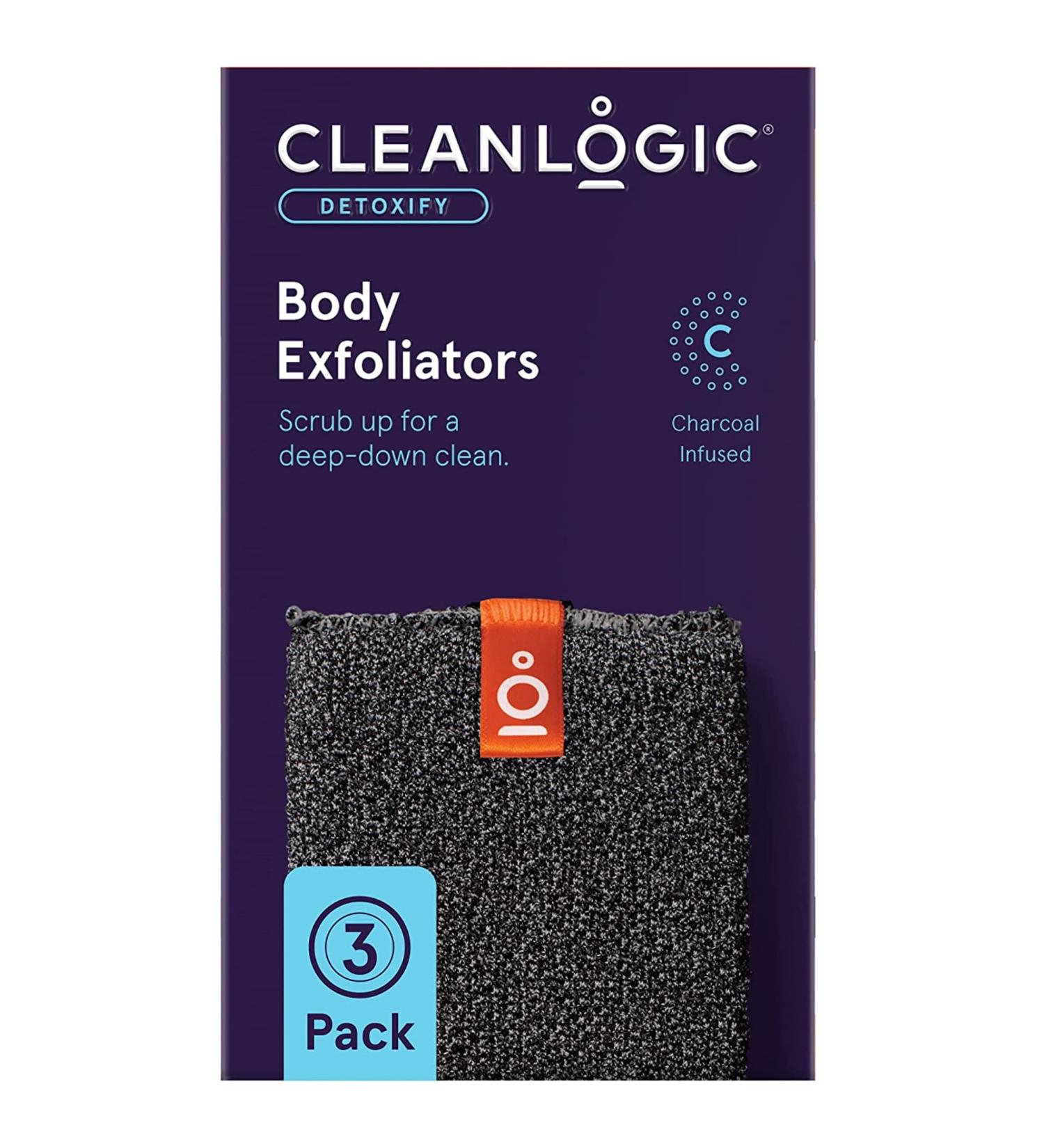 Cleanlogic Detoxify Charcoal Infused Exfoliating Body Scrubber - 3 Pack - Buy Online on GoSupps.com