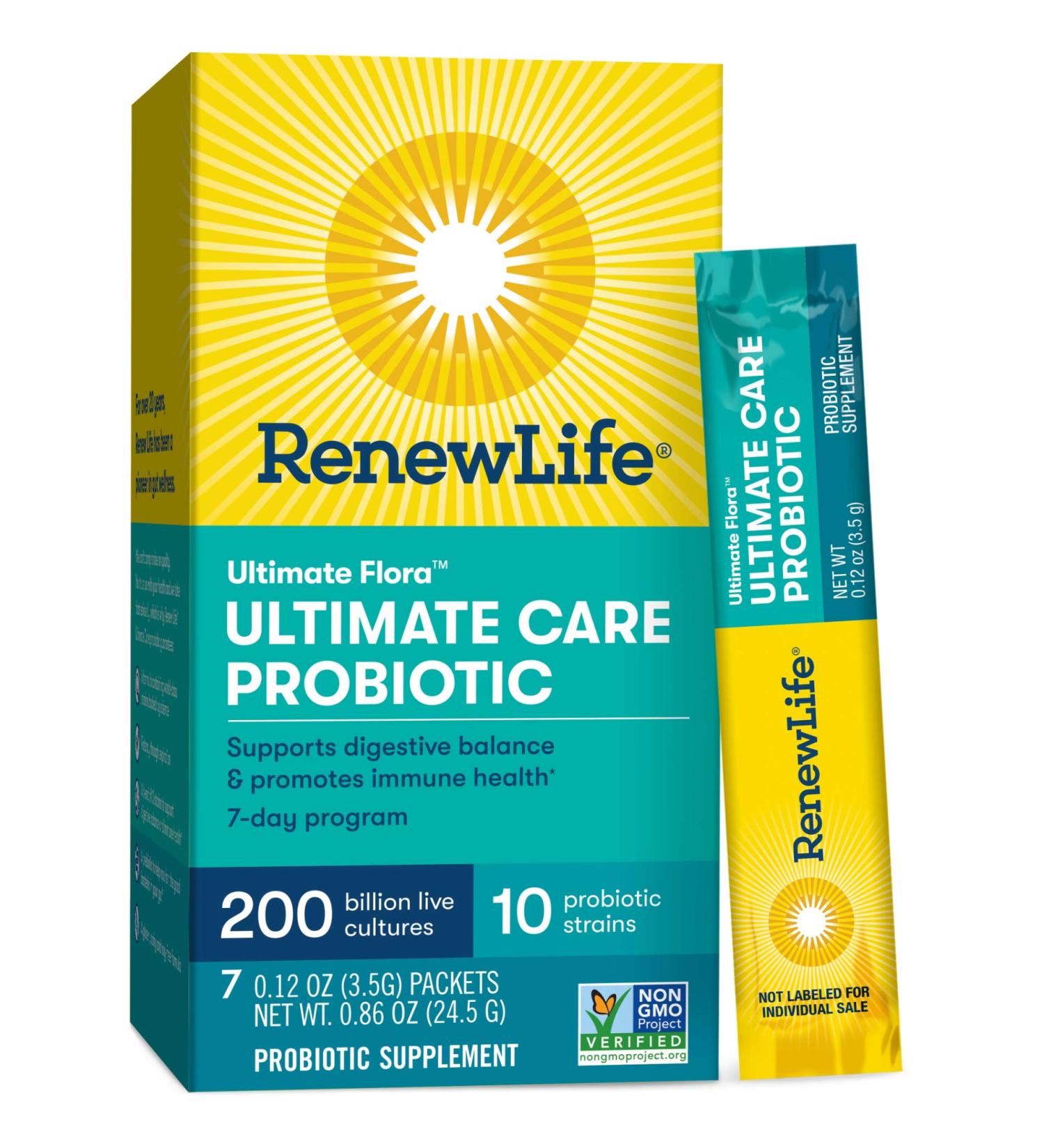 Renew Life Ultimate Flora Probiotic 200 Billion - 7 Packets (0.12 oz each) for Digestive Health - Buy Online on GoSupps.com