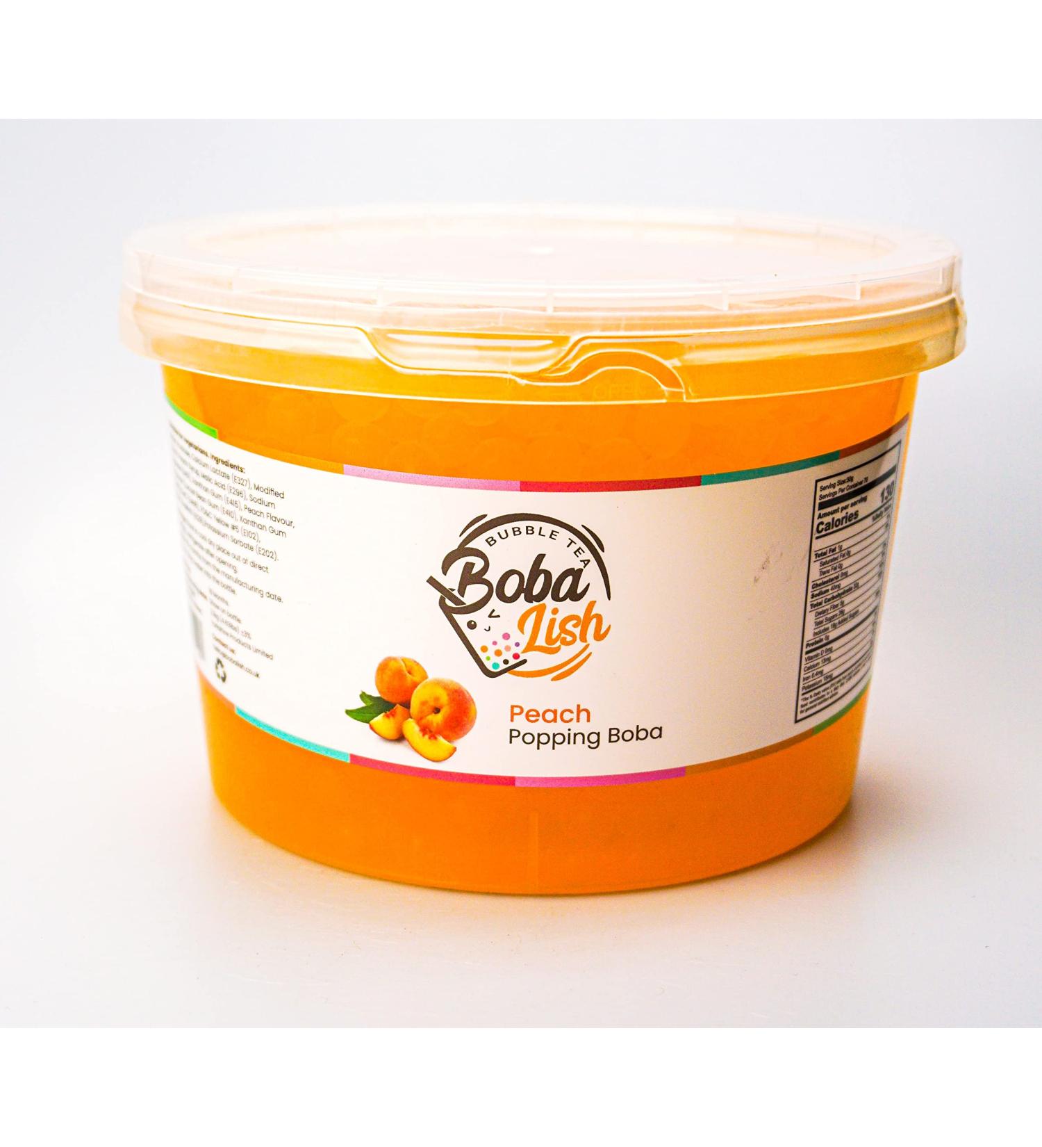 Boba Lish Popping Boba Pearls for Bubble Tea - 2.1kg | Peach | Bursting Pearls Bubble | Real Fruit Juice For Dessert Smoothie | 100% Vegan & Glutenfree No Artificial Colours - Buy Online on GoSupps.com