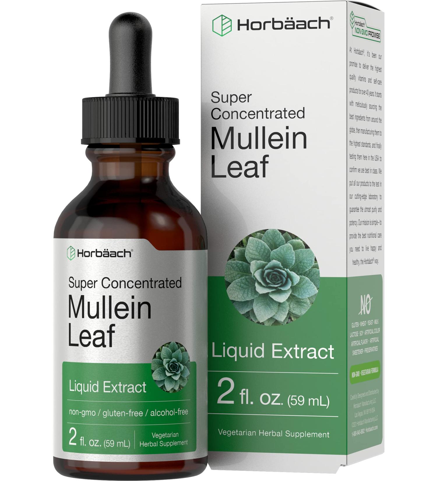 Mullein Leaf Liquid Extract 2 fl oz | Alcohol-Free, Vegetarian, Non-GMO & Gluten-Free | Horbaach - Buy Online on GoSupps.com