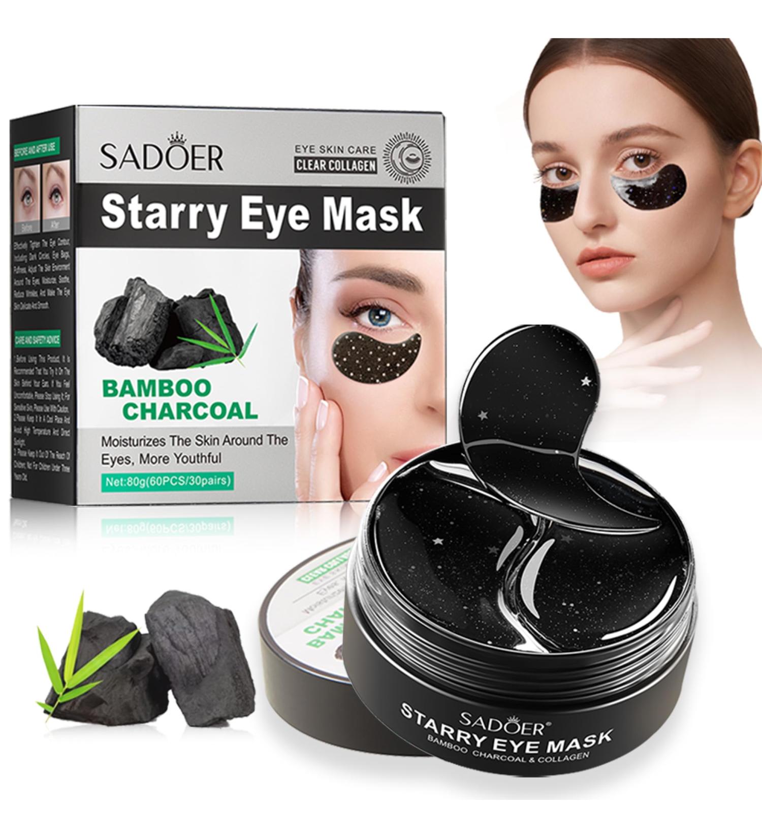 Collagen Under Eye Patches - Dark Circles & Puffy Eyes Treatment - 30 Pairs (Bamboo Charcoal) - Buy Online on GoSupps.com