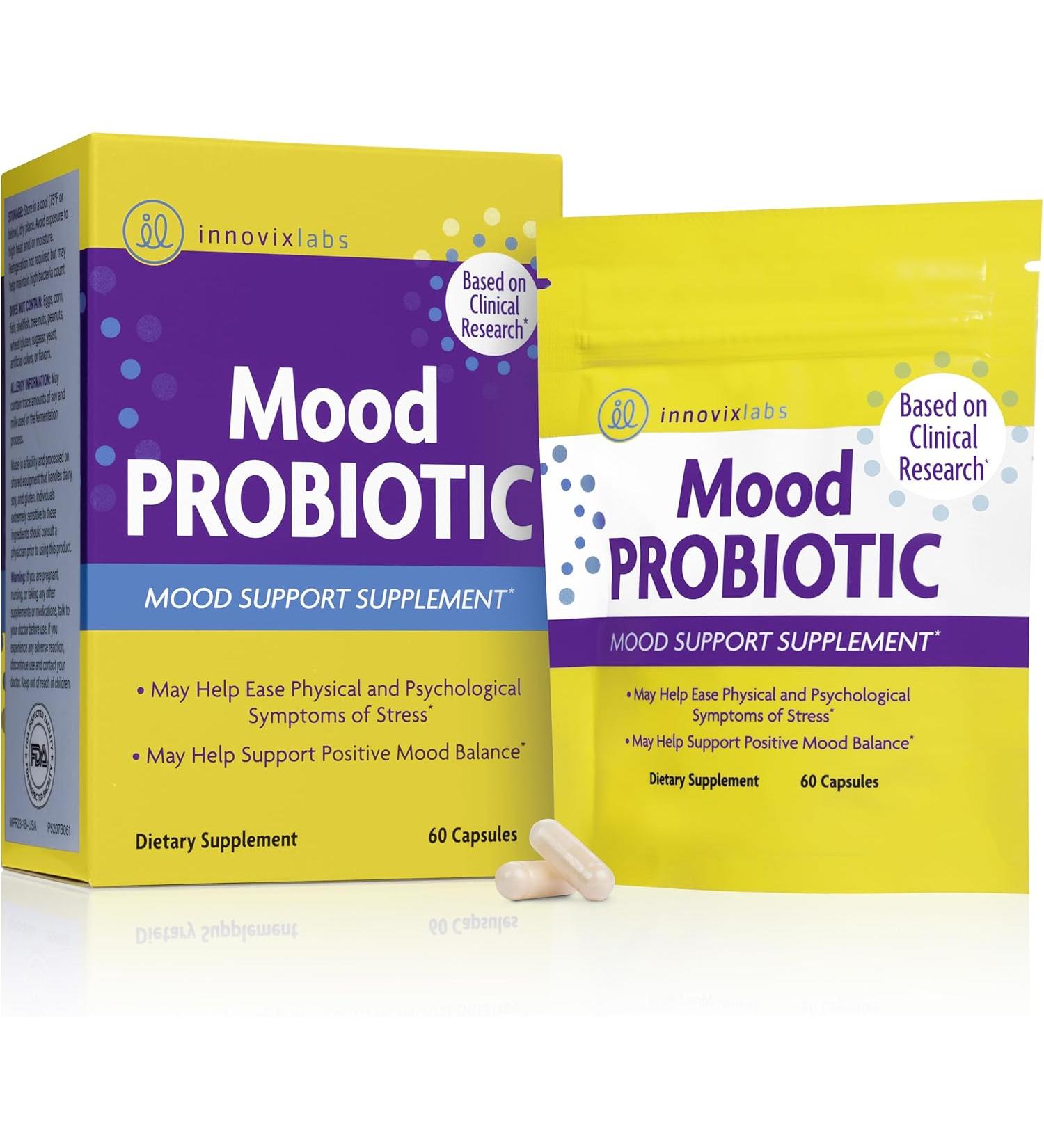 Buy InnovixLabs Mood Probiotic for Stress Relief - 60 Capsules | Natural Support - Buy Online on GoSupps.com