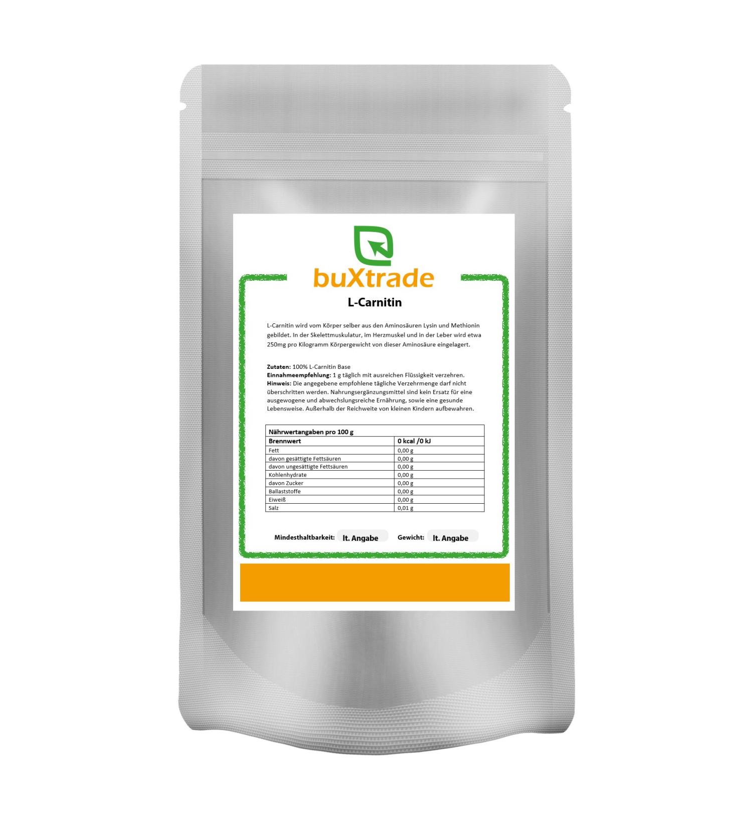 2 x 500 g L-Carnitine Base 100% pure powder amino acid energy metabolism 1kg