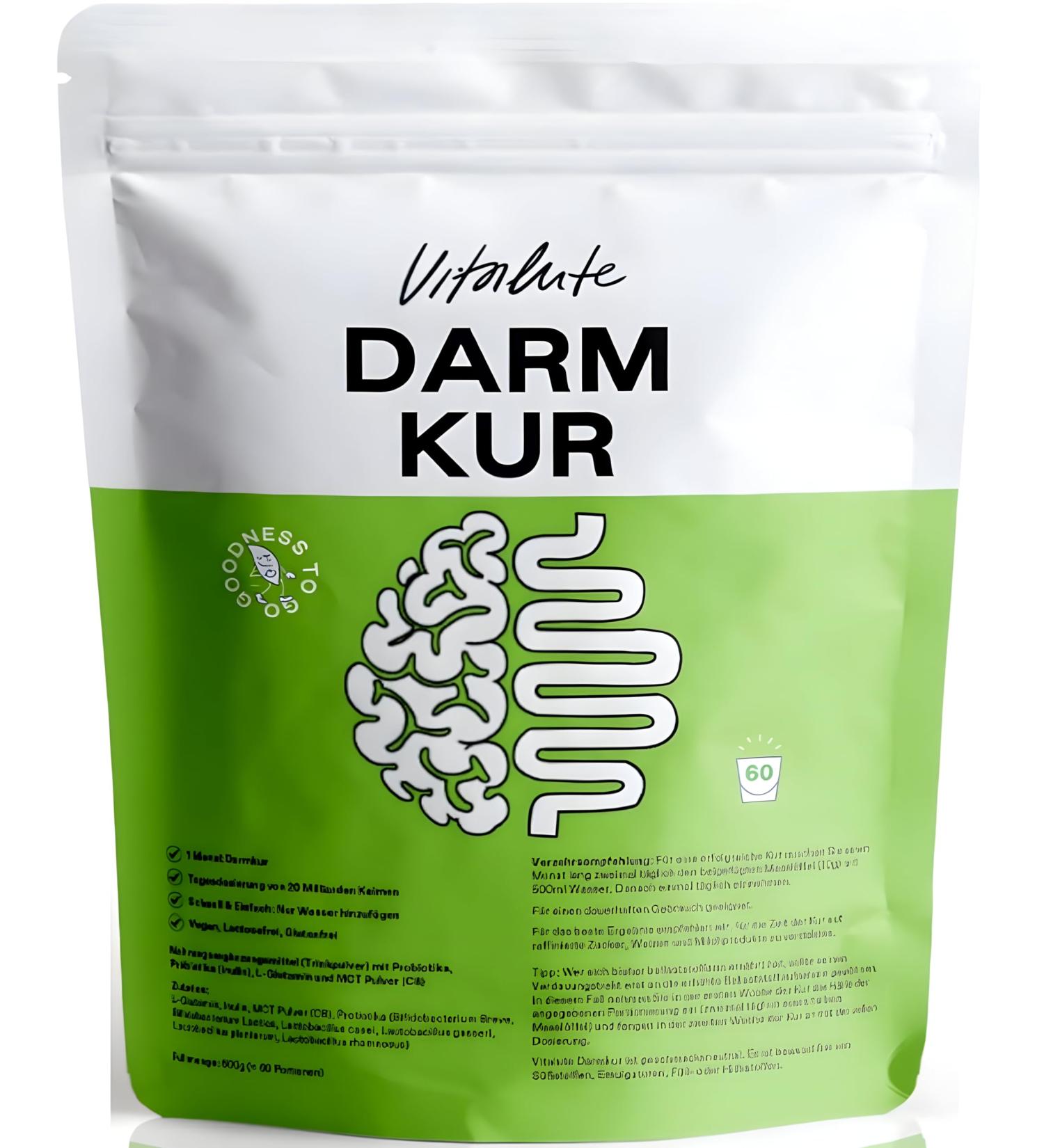 Darm Cure: 1-Month Probiotic Detox - 20 Billion Cultures Daily Prebiotics Amino Acids & Fiber (600G) - International Shipping Available - Buy Online on GoSupps.com