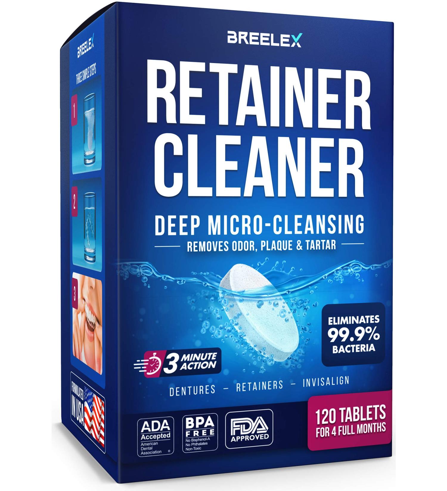 Denture Cleaning Tablets - 120 Pack Retainer & Night Guard Cleaner | Freshens & Removes Odor in 3 Minutes - Buy Online on GoSupps.com
