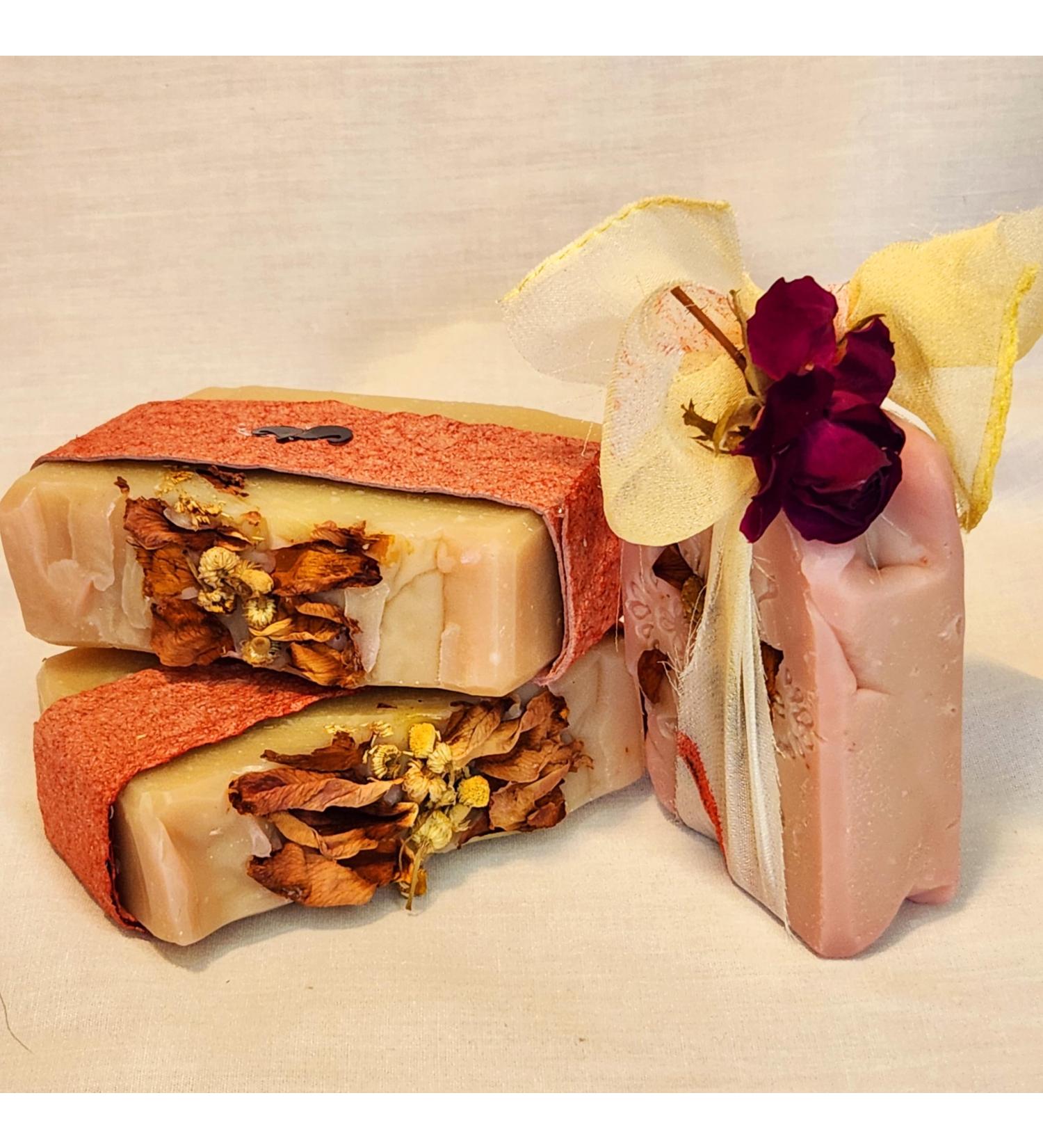 All Natural Rose Lemon Balm & Chamomile Mares Milk Soap - Ideal Gift for Valentine's Easter Mother's Day | Gentle for All Skin Types - Buy Online on GoSupps.com
