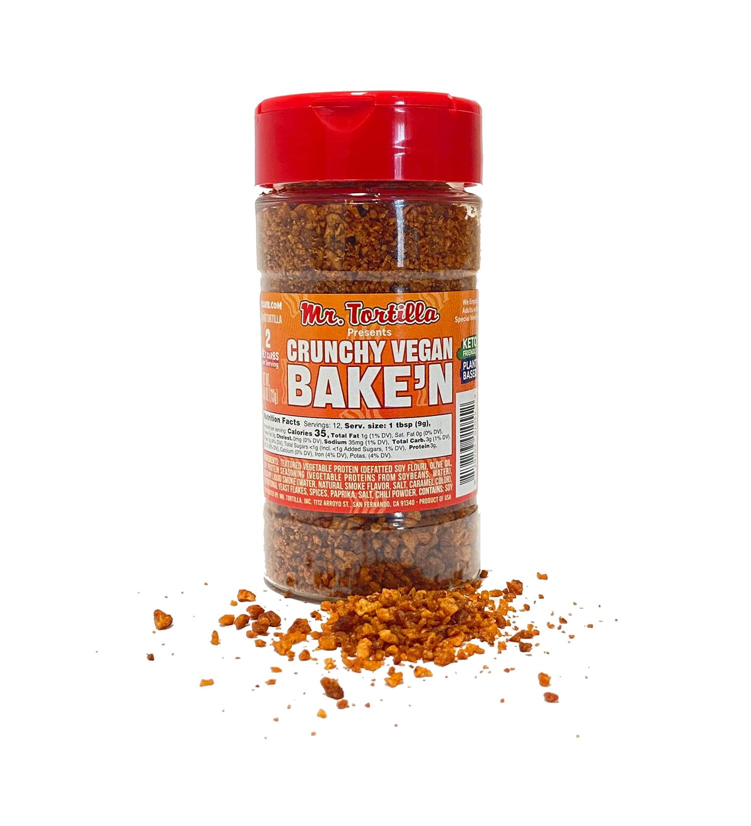 Mr. Tortilla Crunchy Vegan Bake'n - 4oz Shaker: Delicious plant-based seasoning - Buy Online on GoSupps.com