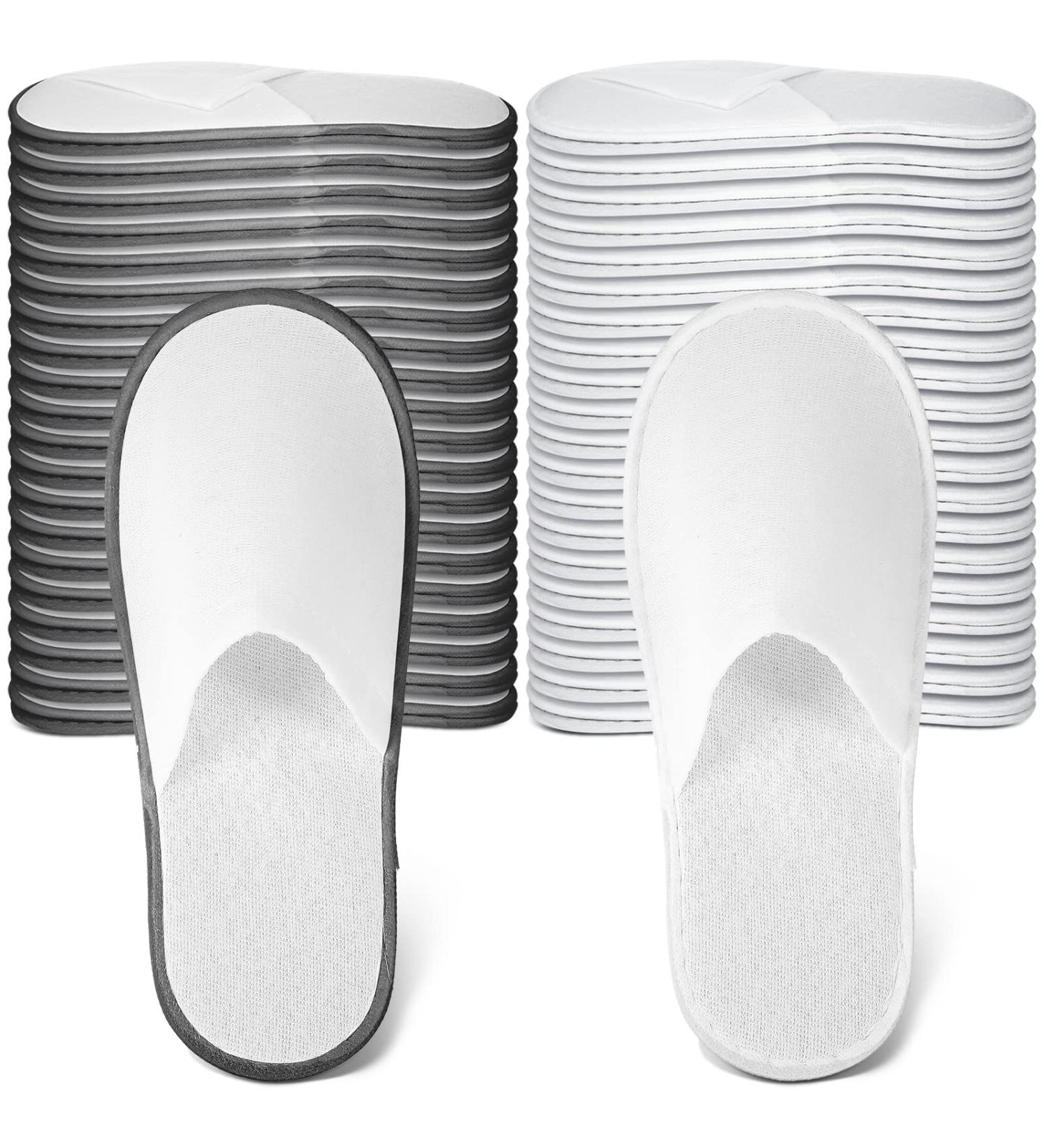 40 Pairs Disposable Non-Slip Hotel Spa Slippers - White - Indoor Guest Slippers for Men Women - Perfect for Home, Wedding, Travel, Party - Buy Online on GoSupps.com