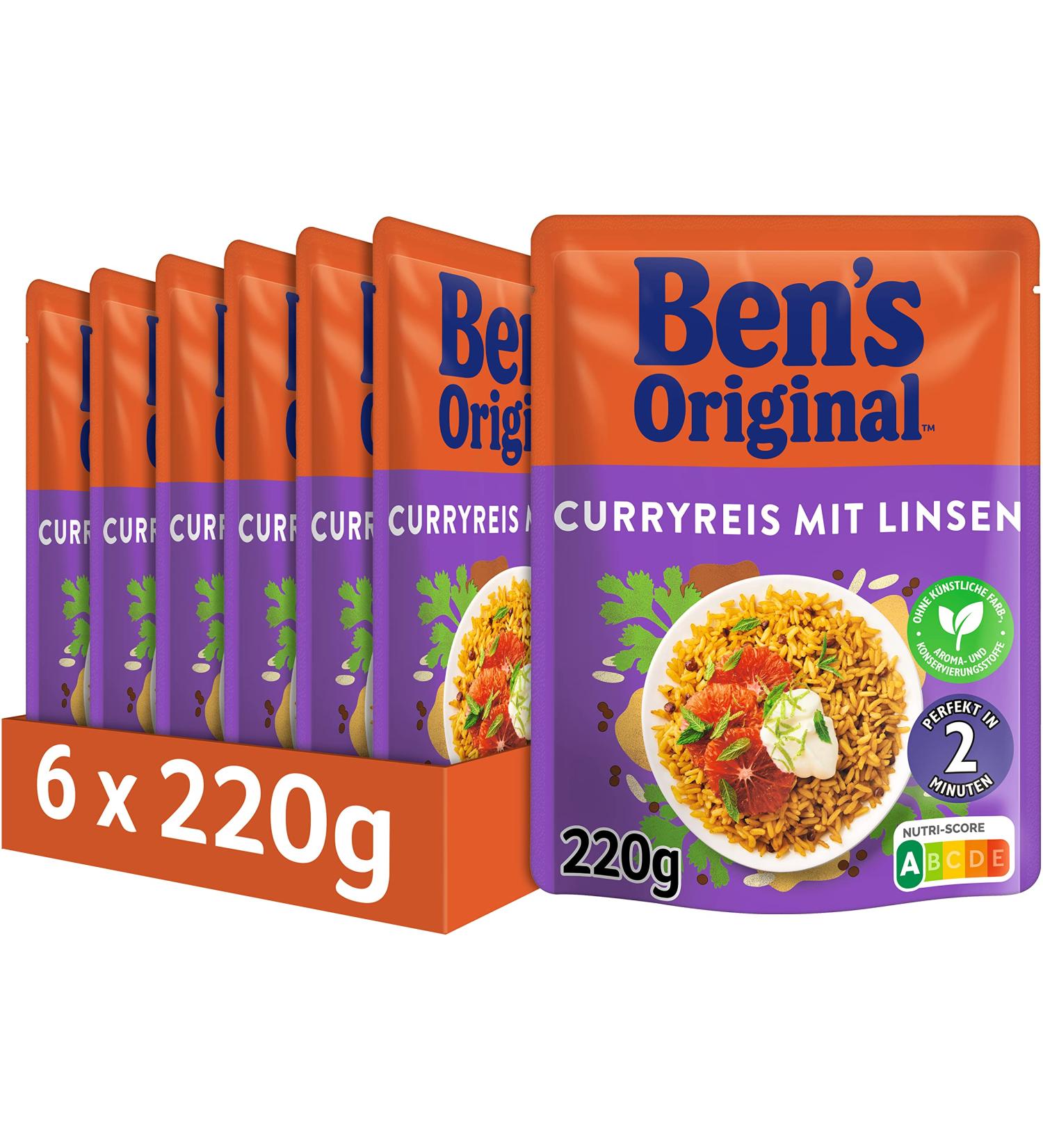 Buy Ben's Original Express Curry Rice with Lentils - 6 x 220g Pack | International Shipping Available - Buy Online on GoSupps.com