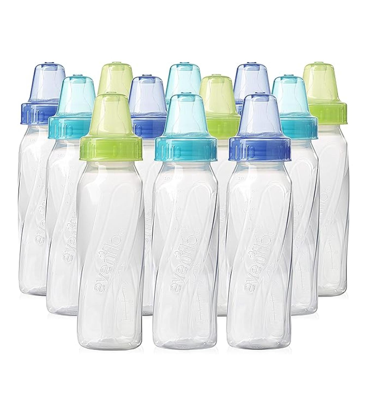 Evenflo Feeding Classic Clear Plastic Standard Neck Bottles 8oz - Pack of 12 (Teal/Green/Blue) | For Baby  Infant  and Newborn - Buy Online on GoSupps.com
