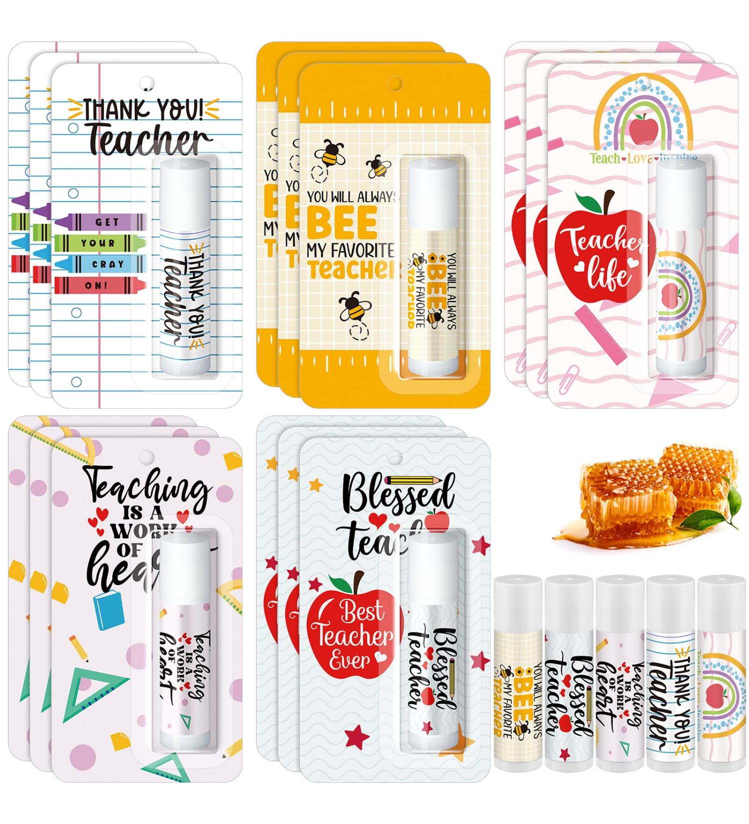 15 Pack Teacher Employee Appreciation Gift Bulk Lip Balm Employee Staff Appreciation Teacher Staff Team Thank You Gift Bulk Honey Flavor Balm Inspirational Party Favors for Women Men (Cute) Cute 15 - Buy Online on GoSupps.com