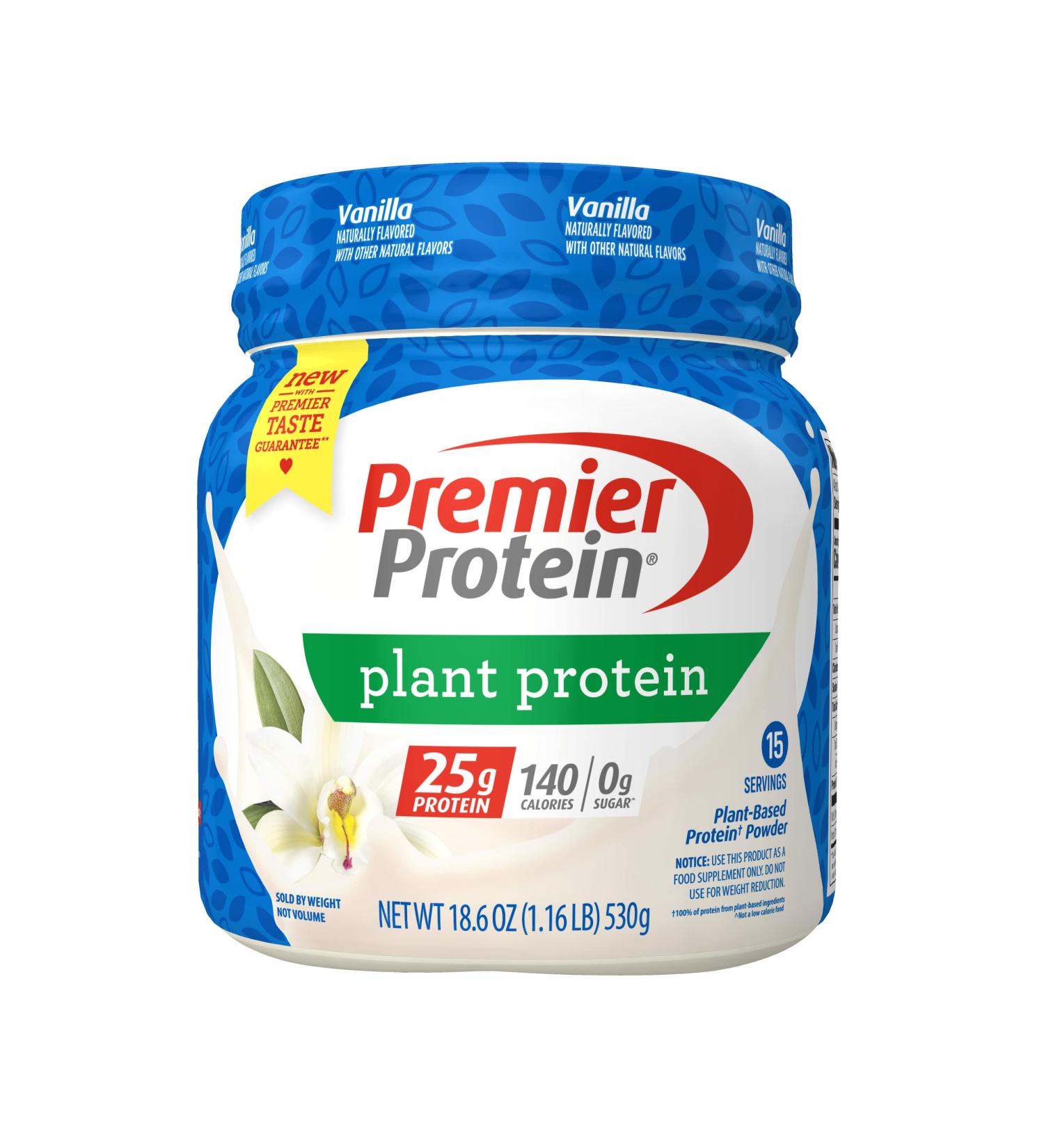 Premier Plant Protein Powder Vanilla - 25g Plant-Based Protein, 0g Sugar, Gluten Free - 15 Servings - Buy Online on GoSupps.com