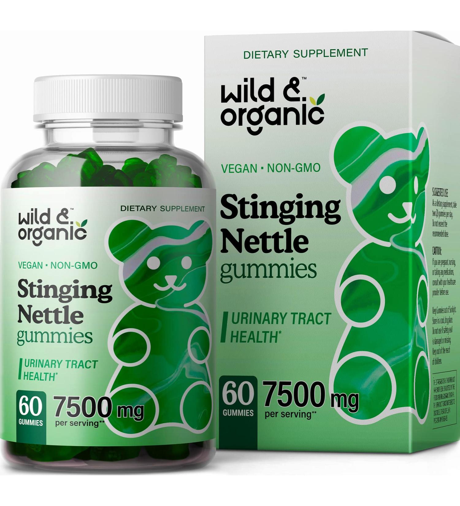Organic Stinging Nettle Root Gummies - 7500mg - Herbal Supplements for Allergy & Pain Relief - Vegan & Non-GMO - 60 Count - Buy Online on GoSupps.com