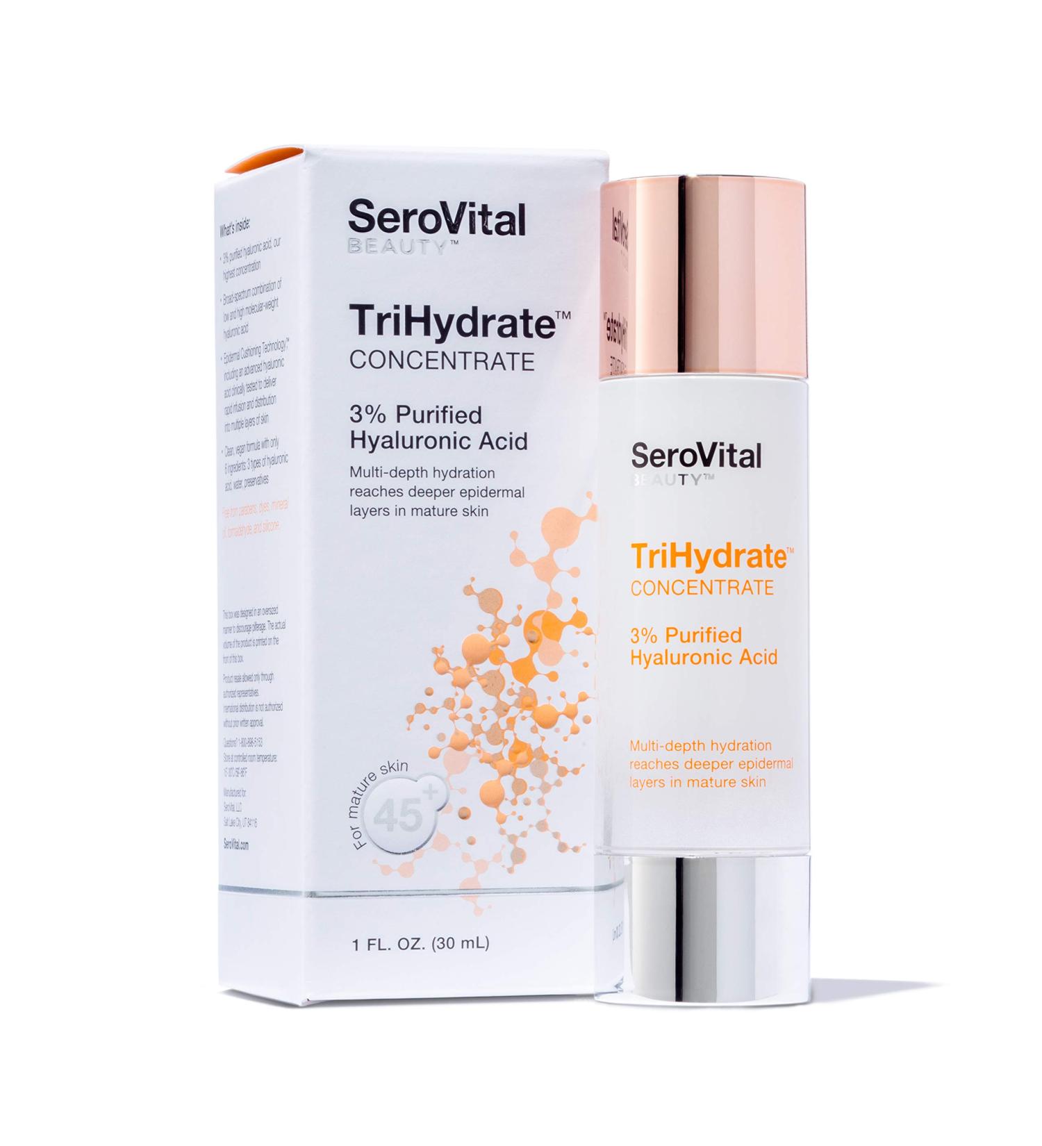 SeroVital Beauty TriHydrate Concentrate - 3% Pure Hyaluronic Acid Anti-Aging Serum for Women - Deep Facial Hydration & Prep for Skincare Regimen - Buy Online on GoSupps.com