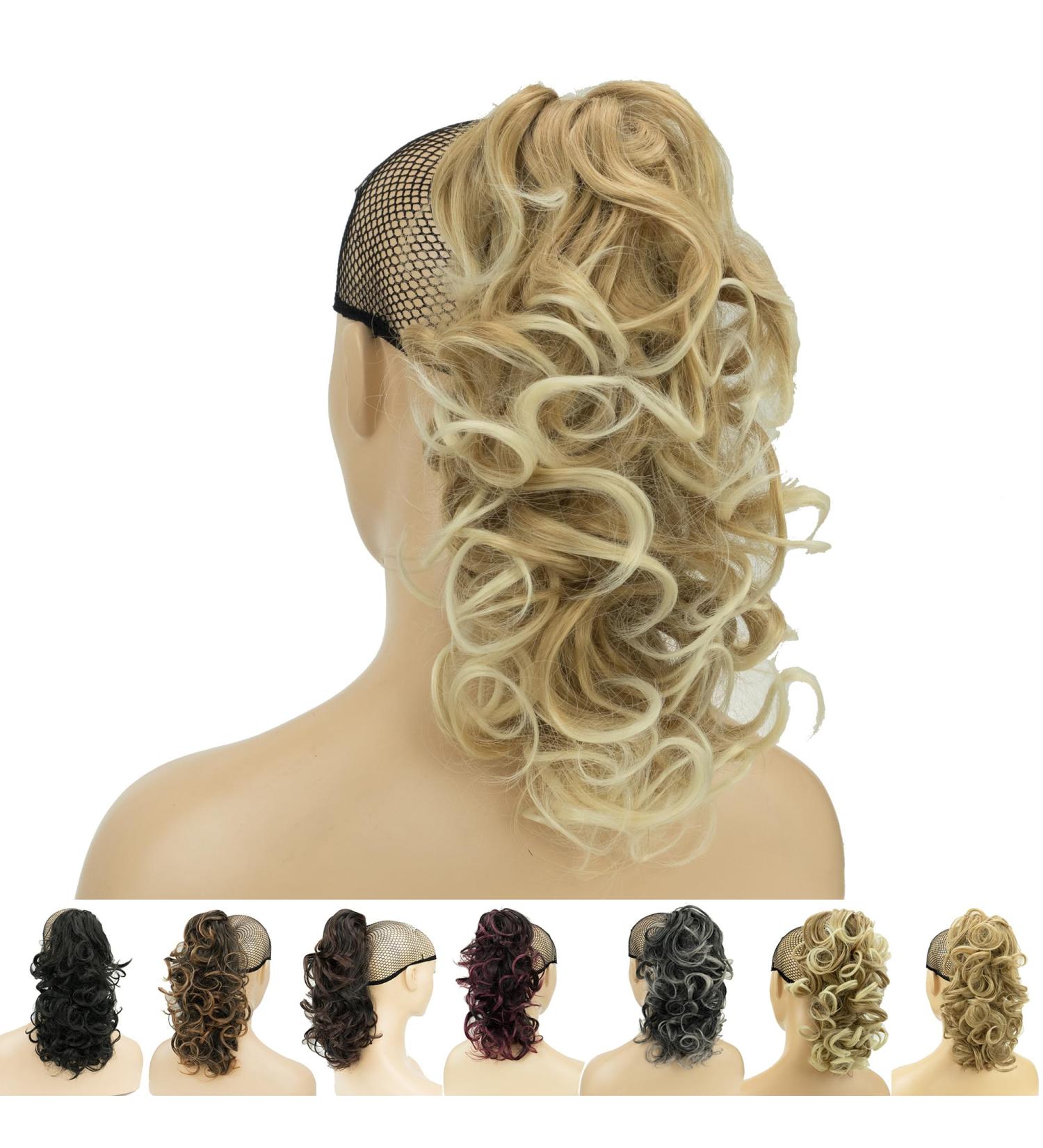IMISSU Messy Curly Hair Short Claw Ponytail Hair Extensions Pony Tail Clip in Hairpieces (Beach Blonde) - Buy Online on GoSupps.com