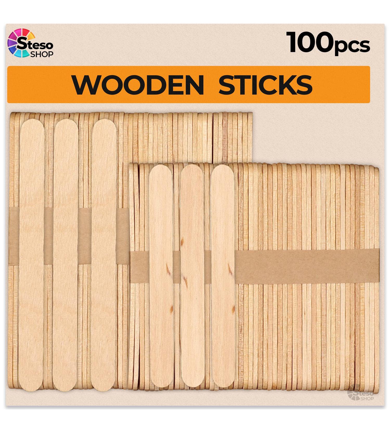 Craft Supplies: Premium Quality Popsicle Sticks - 100 pcs Assorted Sizes - Jumbo, Mini, Large Wood Strips - Ideal for Kids Crafts - Buy Online on GoSupps.com