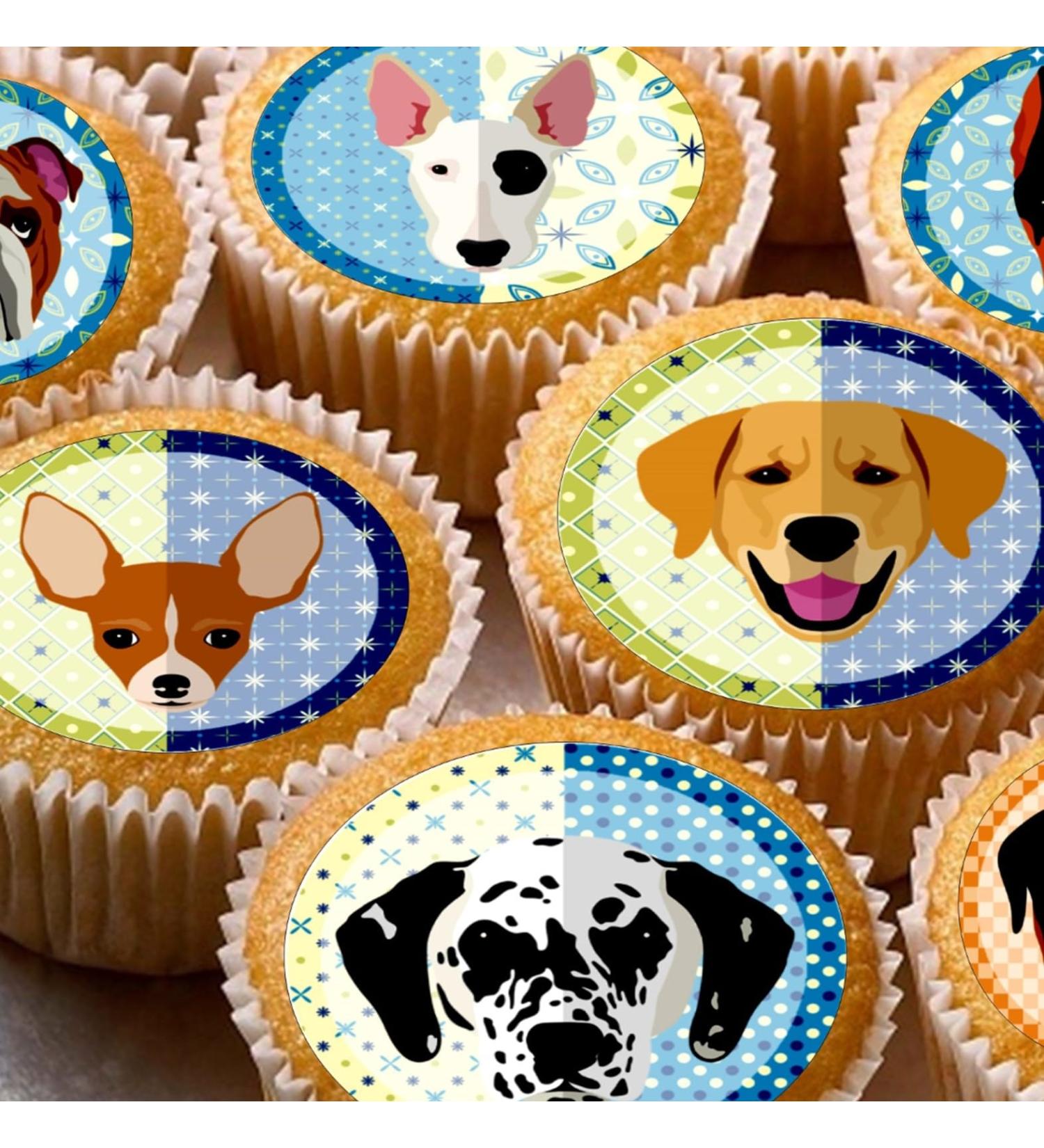 24 Dog Dogs edible birthday party Cupcake Cake Toppers Wafer Rice Paper precut decoration - Buy Online on GoSupps.com