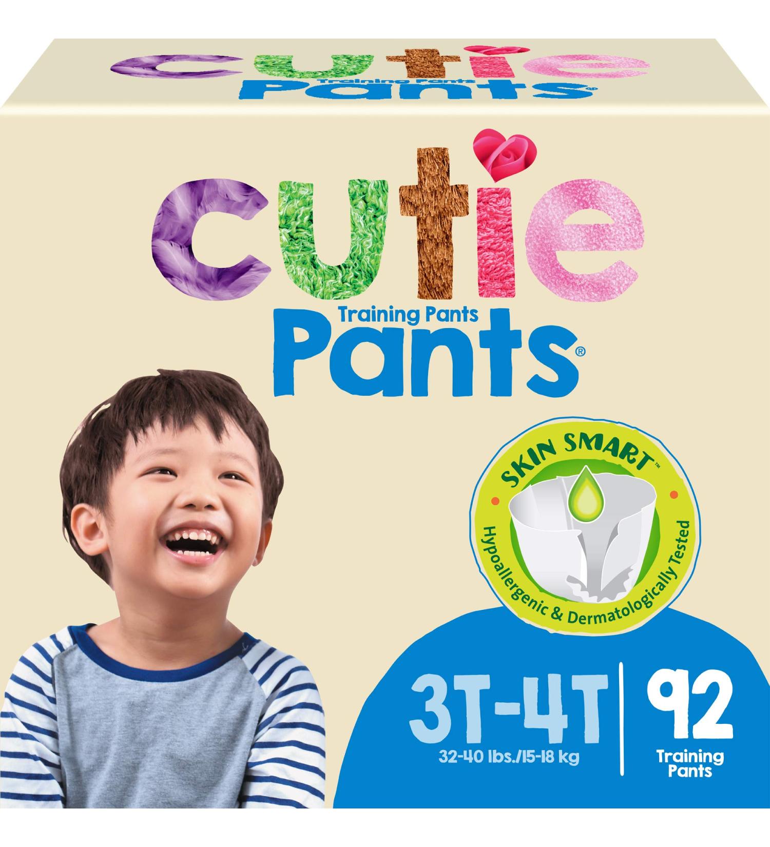 Cutie Boys 3T/4T Refastenable Potty Training Pants 92 Count - Hypoallergenic, Skin Smart - White 3-4T - Buy Online on GoSupps.com