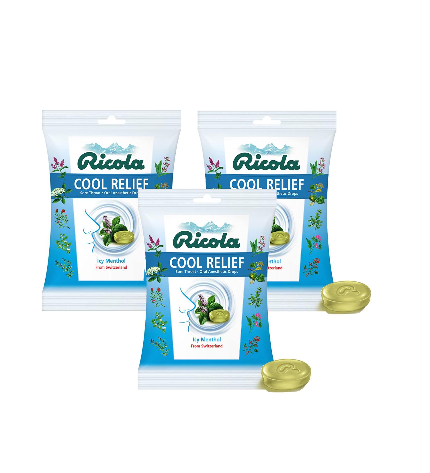 Ricola Cool Relief ICY Menthol Herbal Cough Suppressant Throat Drops 19ct Bag (Pack of 3) - Buy Online on GoSupps.com