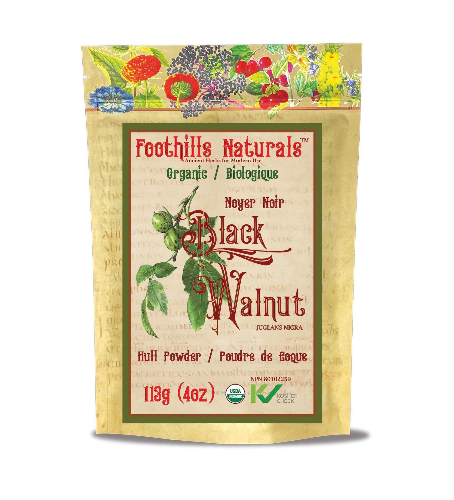Foothills Naturals Organic Black Walnut Hull Powder - 4 Ounces (113 Grams) - Buy Online on GoSupps.com