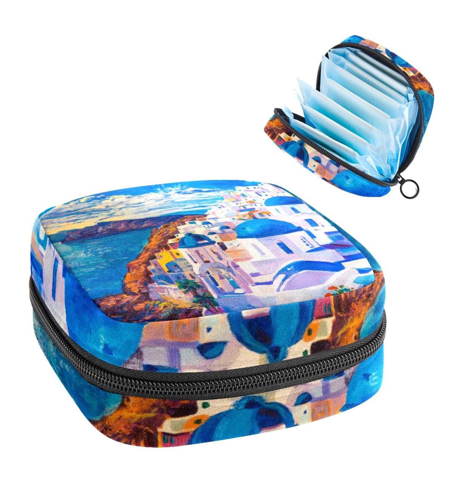 Shop Women's Bonds Storage Pockets - Portable Period Kit Holder in Santorini Pattern | Feminine Product Bag for Girls - Buy Online on GoSupps.com