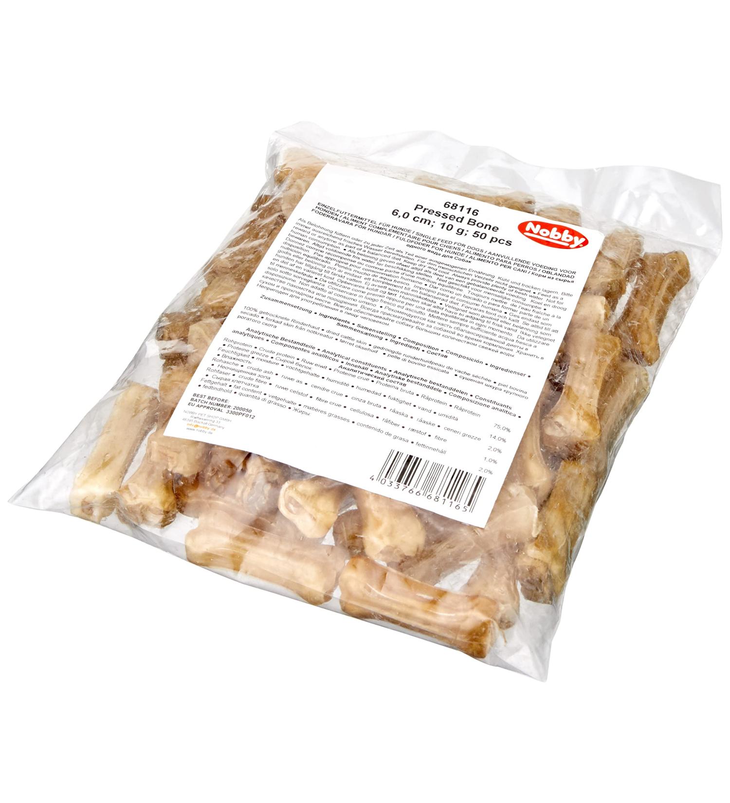 Nobby Chewing Bones - Pressed Bag of 50 Pieces (5.0 cm 10g) | Premium Dog Treats for Healthy Chewing | International Shipping Available - Buy Online on GoSupps.com