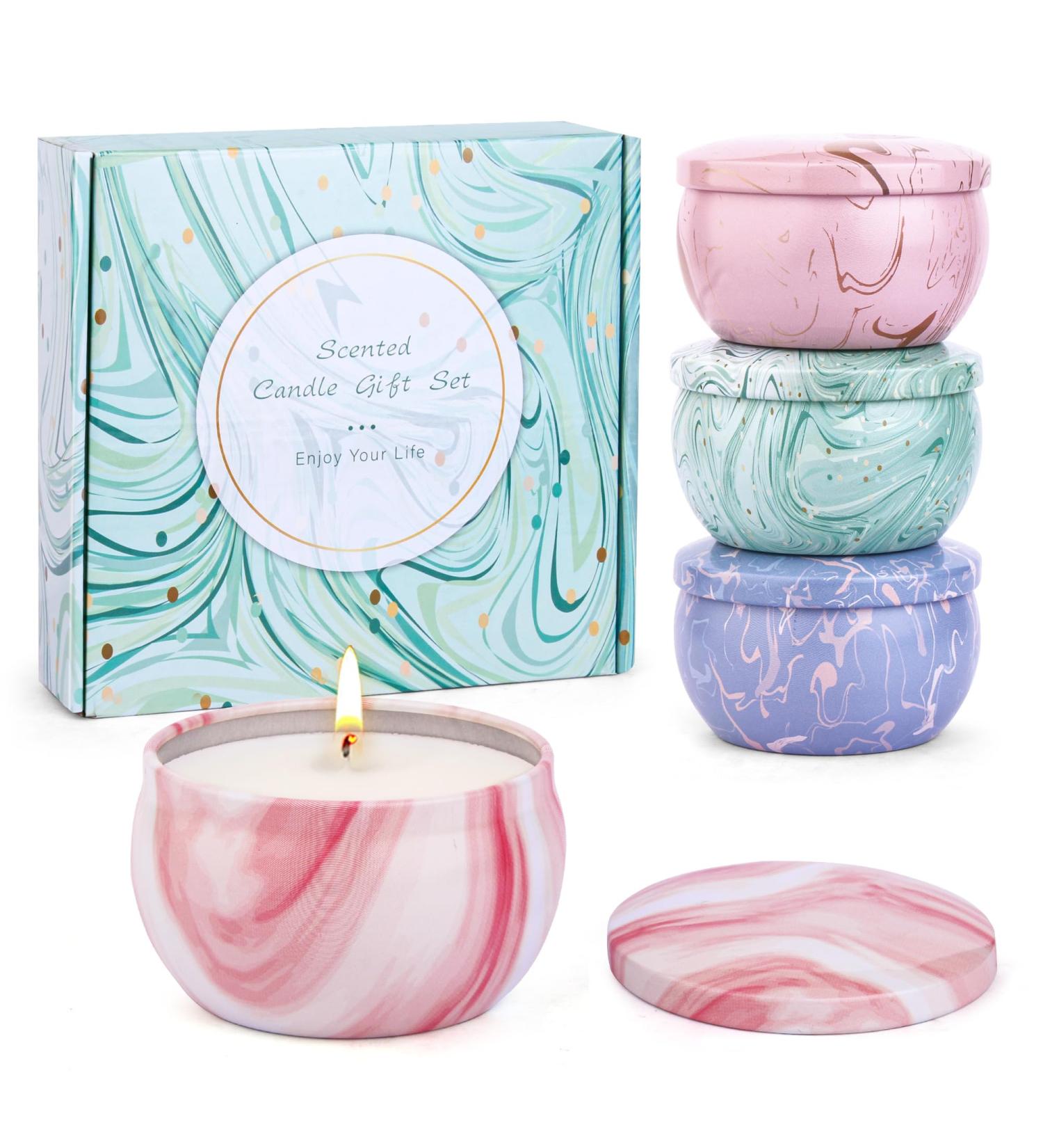 Larger Aromatherapy Candle Gift Set for Women - 4 Pack Natural Soy Wax Candles for Stress Relief Perfect for Christmas Birthdays & Valentine's Day - Buy Online on GoSupps.com
