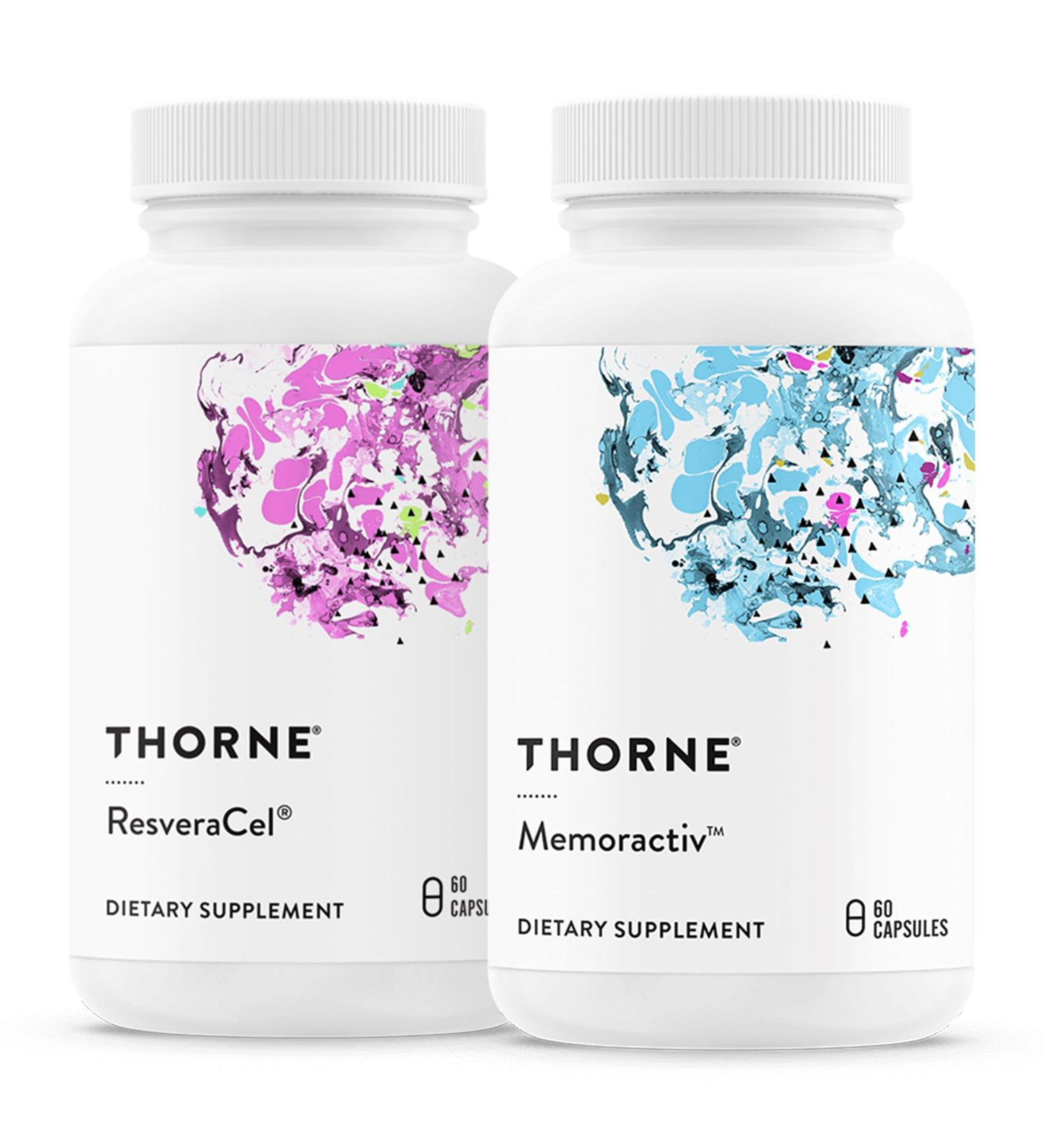 THORNE - ResveraCel (60 Capsules) & Memoractiv (60 Capsules) Bundle - Supports Brain Health & Healthy Aging - Gluten, Dairy & Soy-Free - Buy Online on GoSupps.com