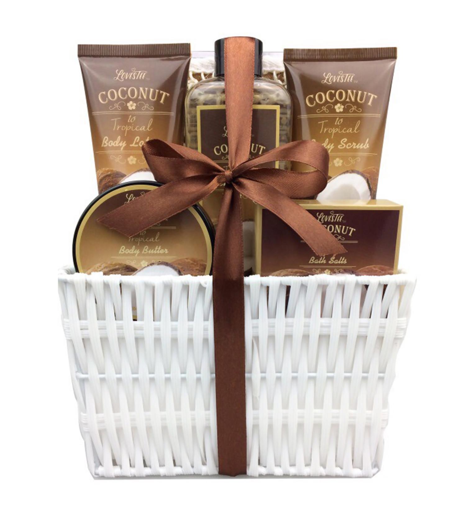 Father's Day Spa Gift Set | Coconut Fragrance Bath and Body Set by Lovestee - Shower Gel, Lotion, Scrub, Butter, Salt, Loofah Included - Buy Online on GoSupps.com