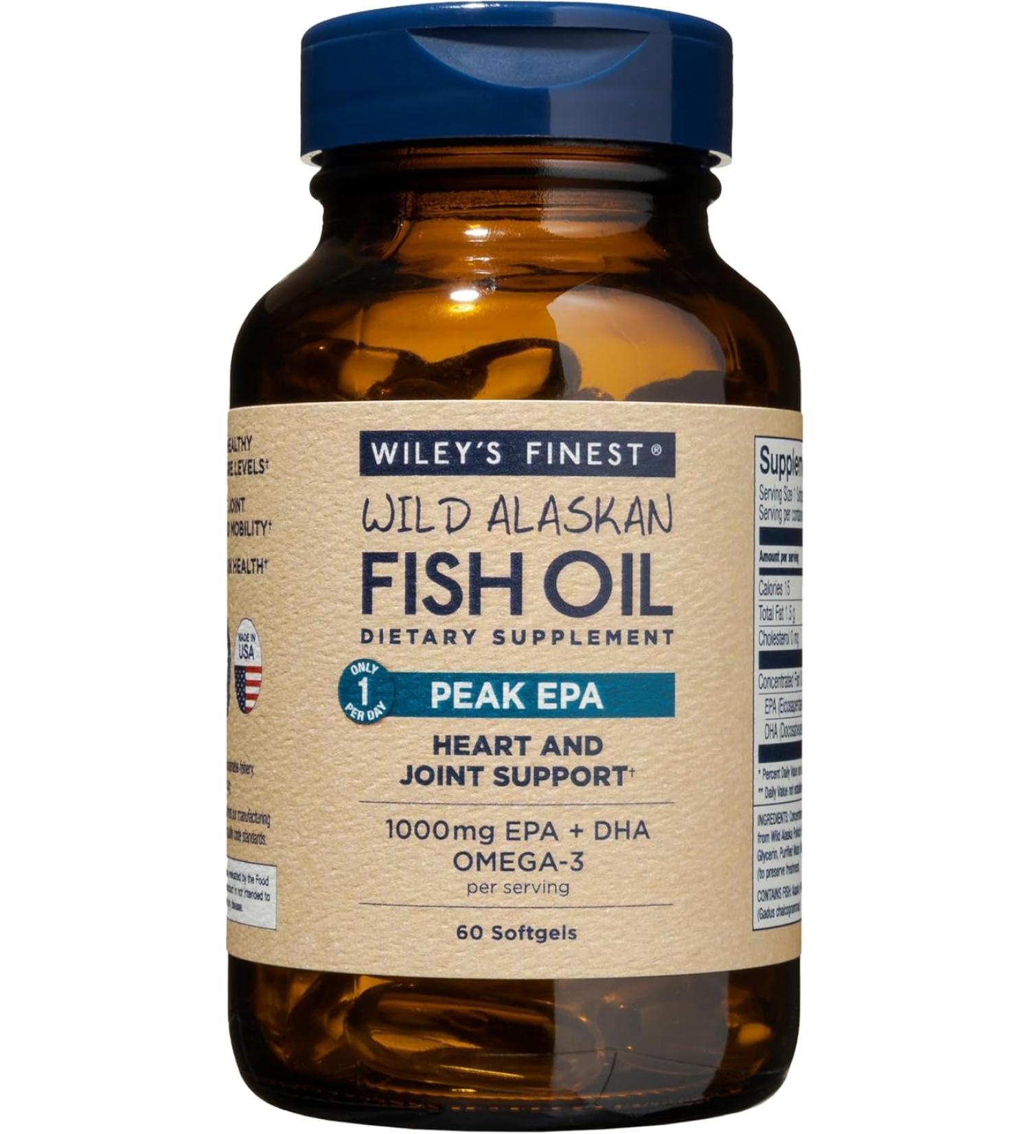 Shop Wiley's Finest Wild Alaskan Fish Oil - 1000mg EPA, 60 Softgels - Buy Online on GoSupps.com