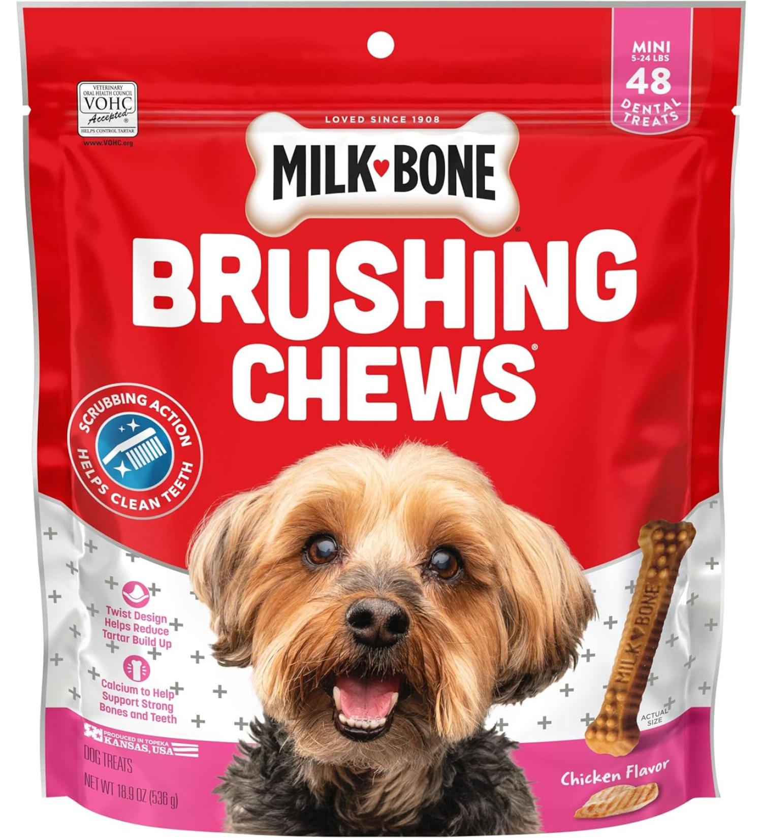 Milk-Bone Original Brushing Chews 48 Mini Dental Dog Treats - Daily Oral Care for Dogs - Buy Online on GoSupps.com