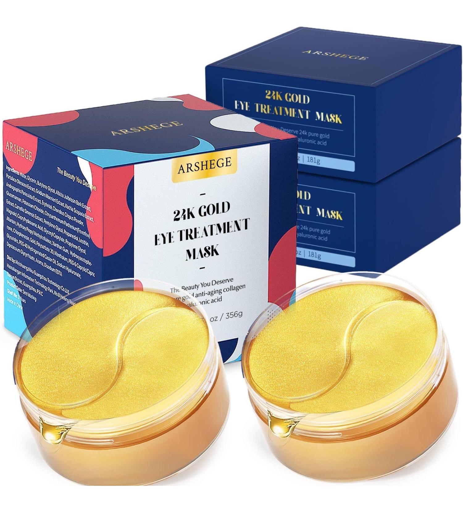 Arshege 120 PCS Under Eye Patches - 24K Gold Eye Mask for Dark Circles, Puffiness & Wrinkles - Hydrating Anti-Aging Collagen & Hyaluronic Acid Eye Masks - Peach - 12.30 Fl Oz - Buy Online on GoSupps.com