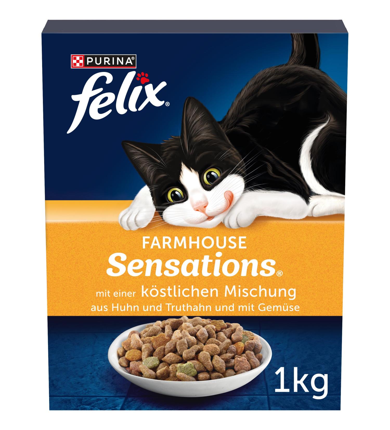 FELIX Farmhouse Sensations Dry Cat Food with Chicken & Turkey - 1kg Pack | International Shipping Available - Buy Online on GoSupps.com