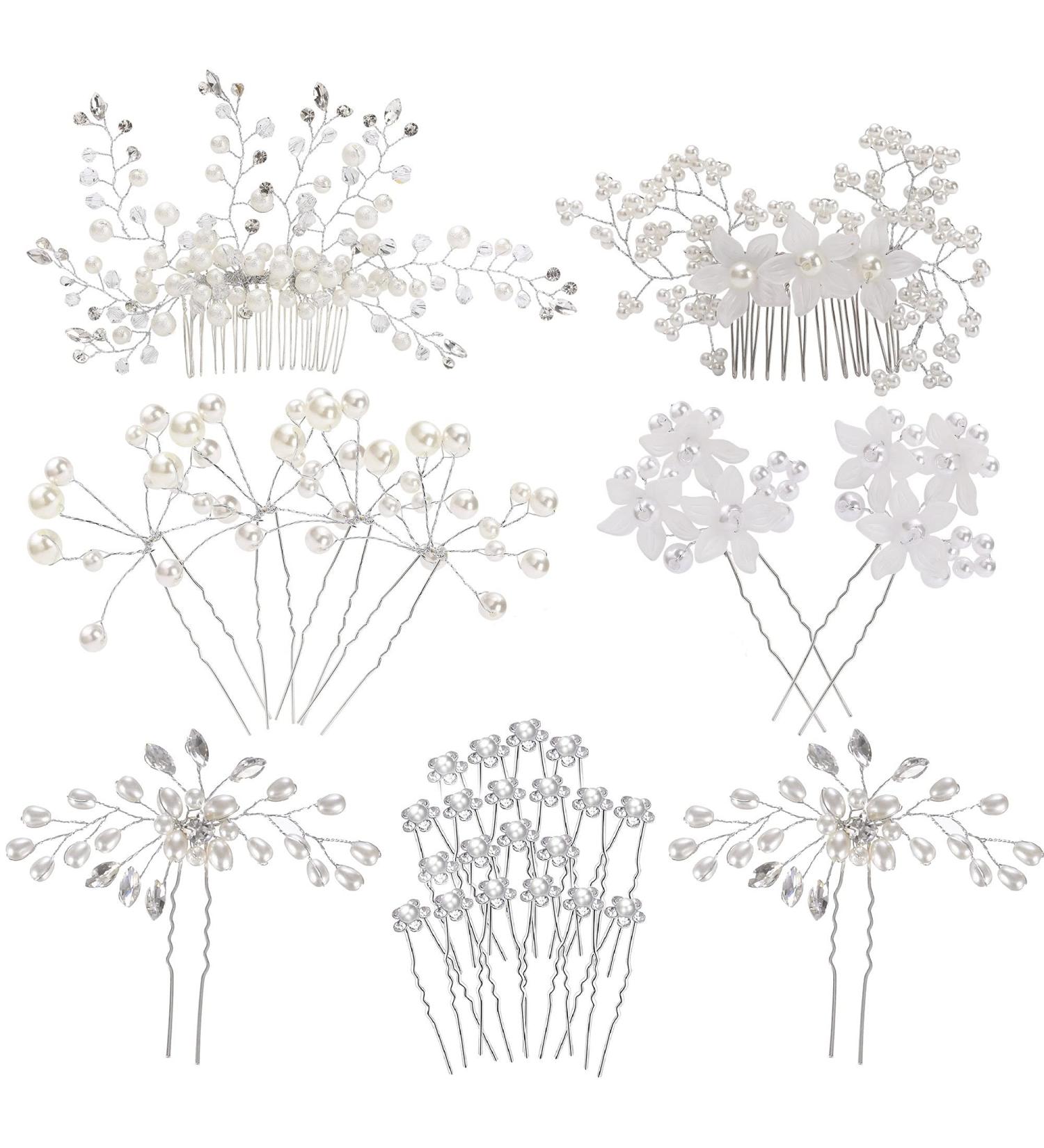 inSowni 30 Pack Silver Wedding Hair Combs & Pins - Rhinestone Pearl Decorative Accessories for Bridal Prom Hairstyles - Buy Online on GoSupps.com
