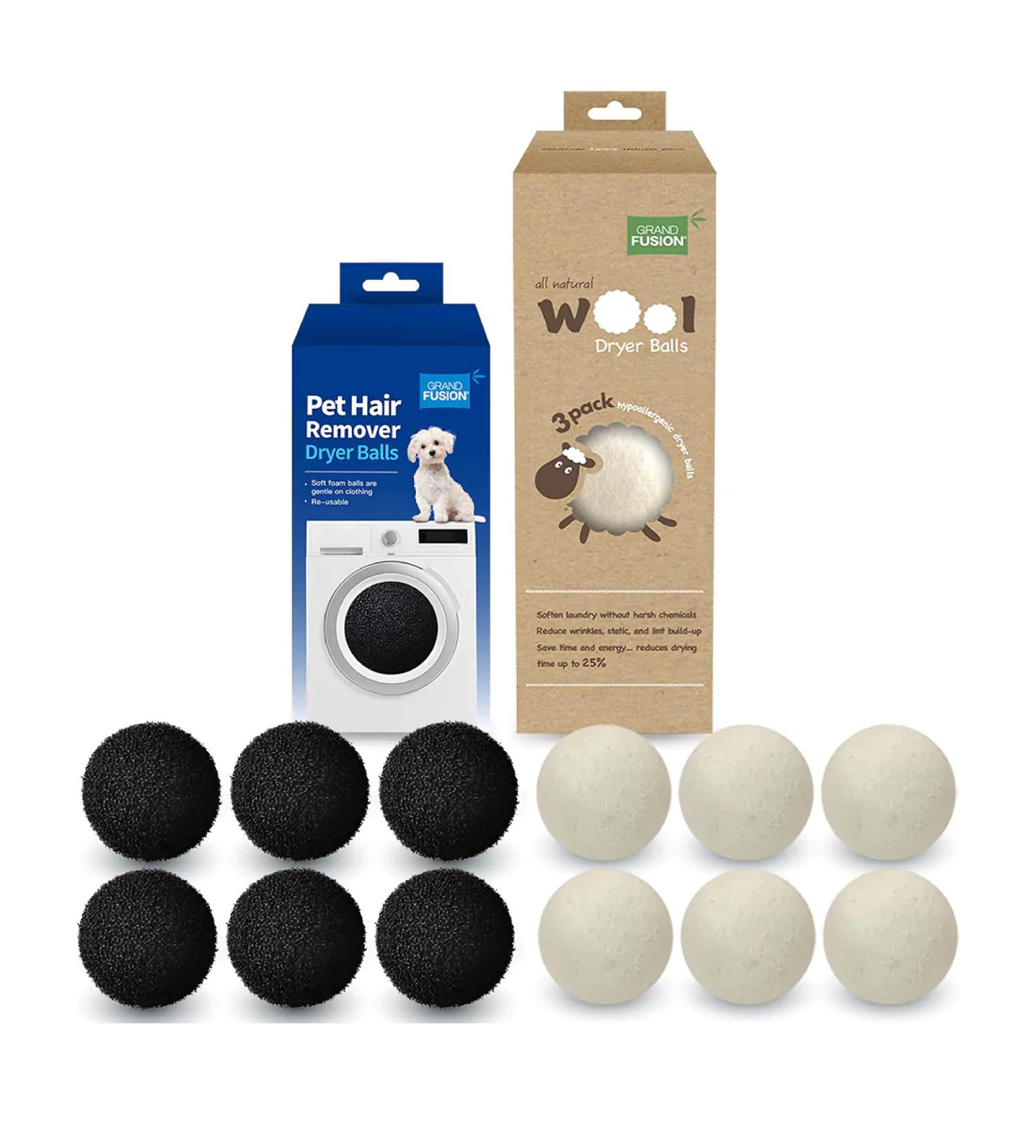 Ultimate Laundry Softener and Pet Hair Removal Balls Set - Wool Dryer Balls for Softening Clothes and Pet Hair Removal - Pack of 2 (6 balls each) - Buy Online on GoSupps.com
