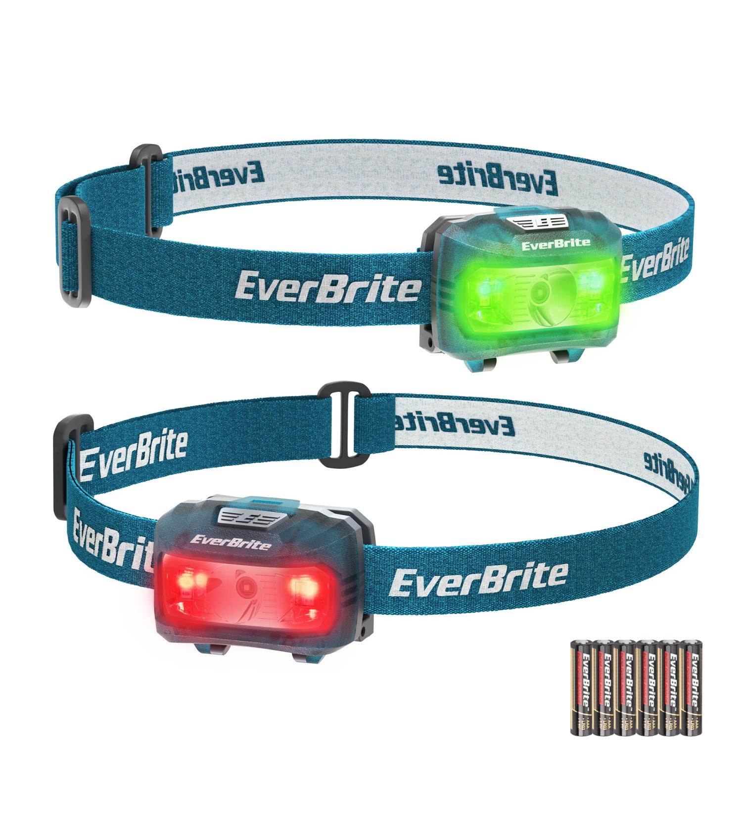 Everbrite LED Headlamp 2-Pack for Kids - Blue with Red & Green Light 5 Modes - Perfect Christmas Gifts for Camping & Outdoor Adventures Includes 6 AAA Batteries  - Buy Online on GoSupps.com