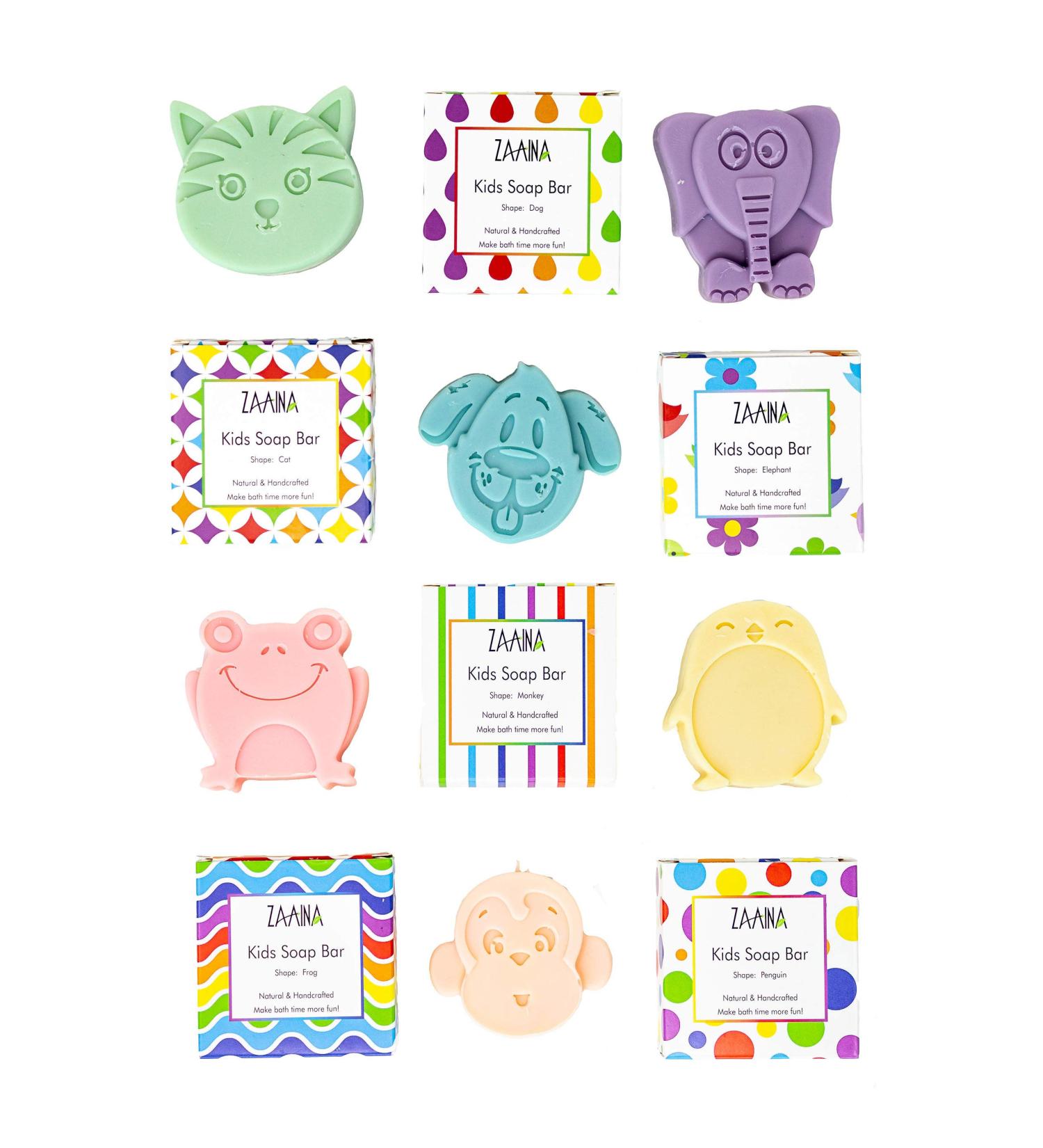 Zaaina Kids Soap Bar - Handmade Cute Animal Shapes 6-Pack for Boys and Girls - All Skin Types - Natural and Fun Bath Time - Made in USA - Buy Online on GoSupps.com