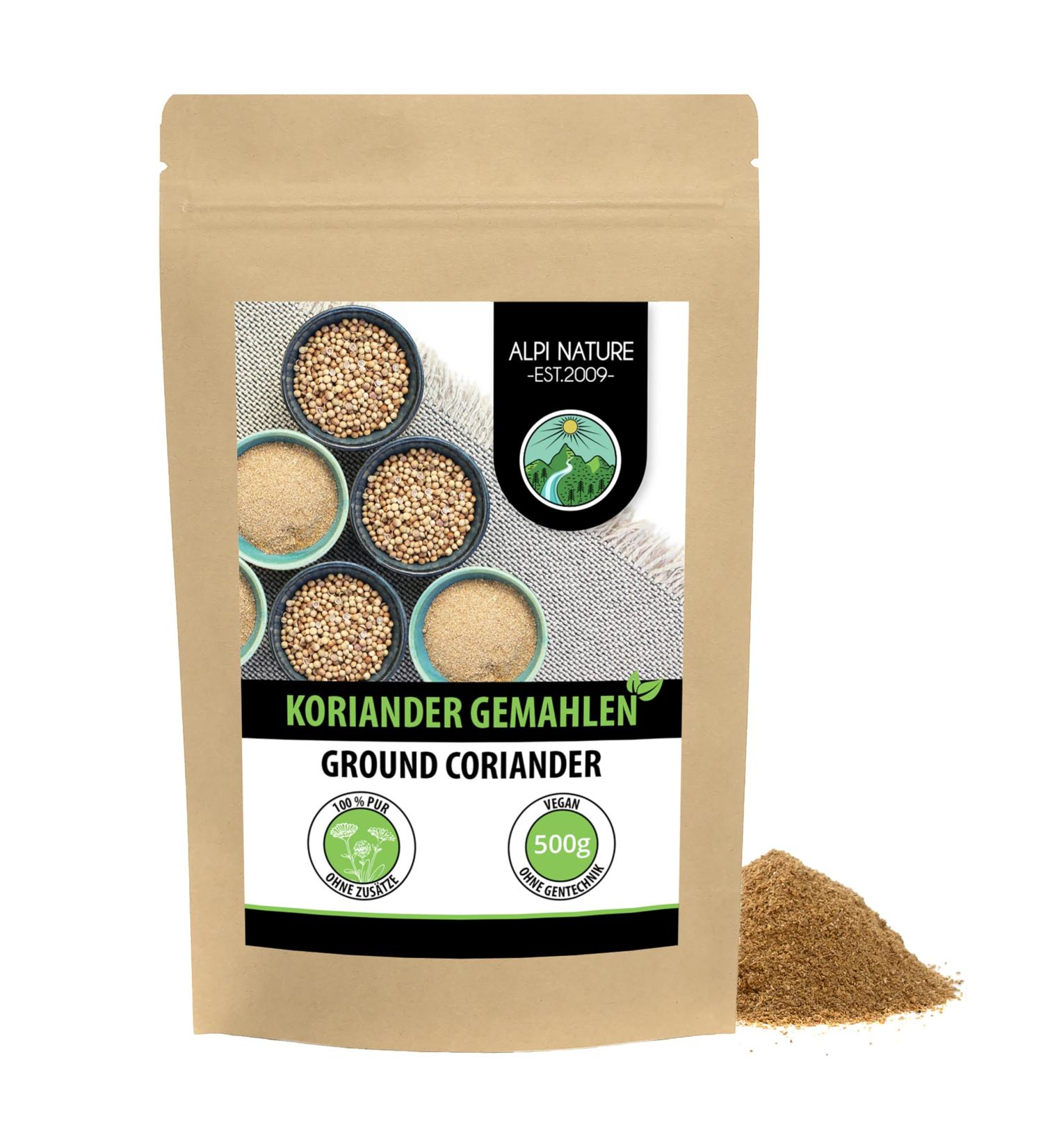 100% Natural Ground Coriander Powder (500g) - Additive-Free Coriander Seed for International Shipping - Buy Online on GoSupps.com