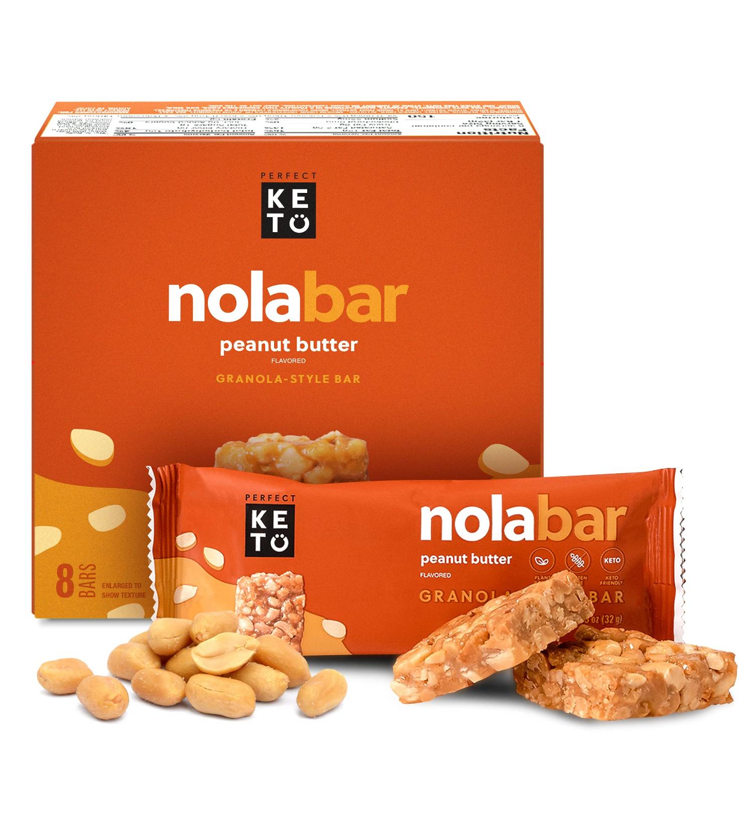 Perfect Keto Nola Bars - Gluten-Free Chewy Peanut Butter Granola Bars | Zero Added Sugar & Carbs | Nutrient-Dense Snack for Curbing Cravings | 8 Bars 32g - Buy Online on GoSupps.com