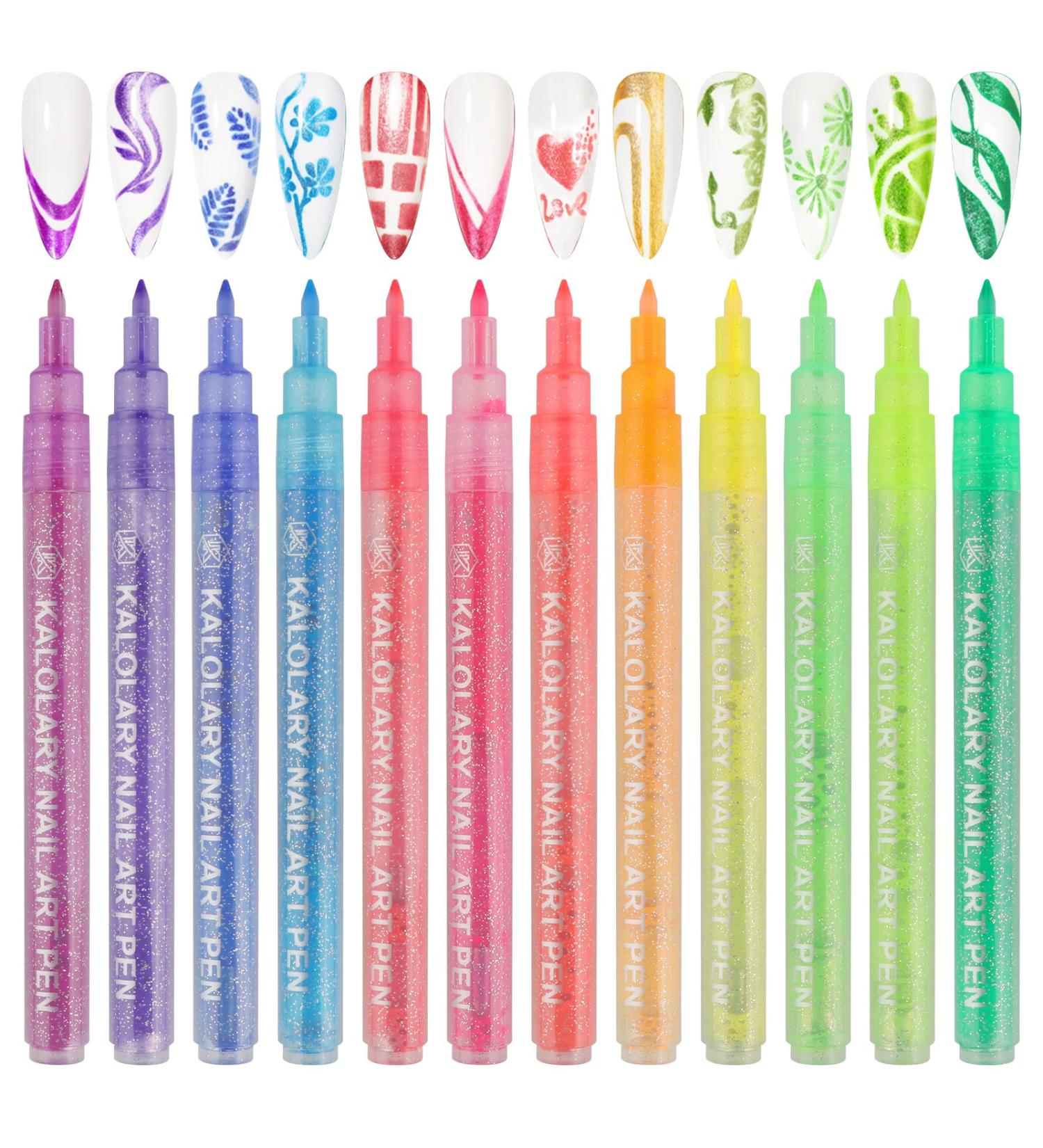 12 Colors 3D Nail Art Set - Kalolary Graffiti Pen for DIY Nail Design Painting & Manicure Tools | International Shipping - Buy Online on GoSupps.com