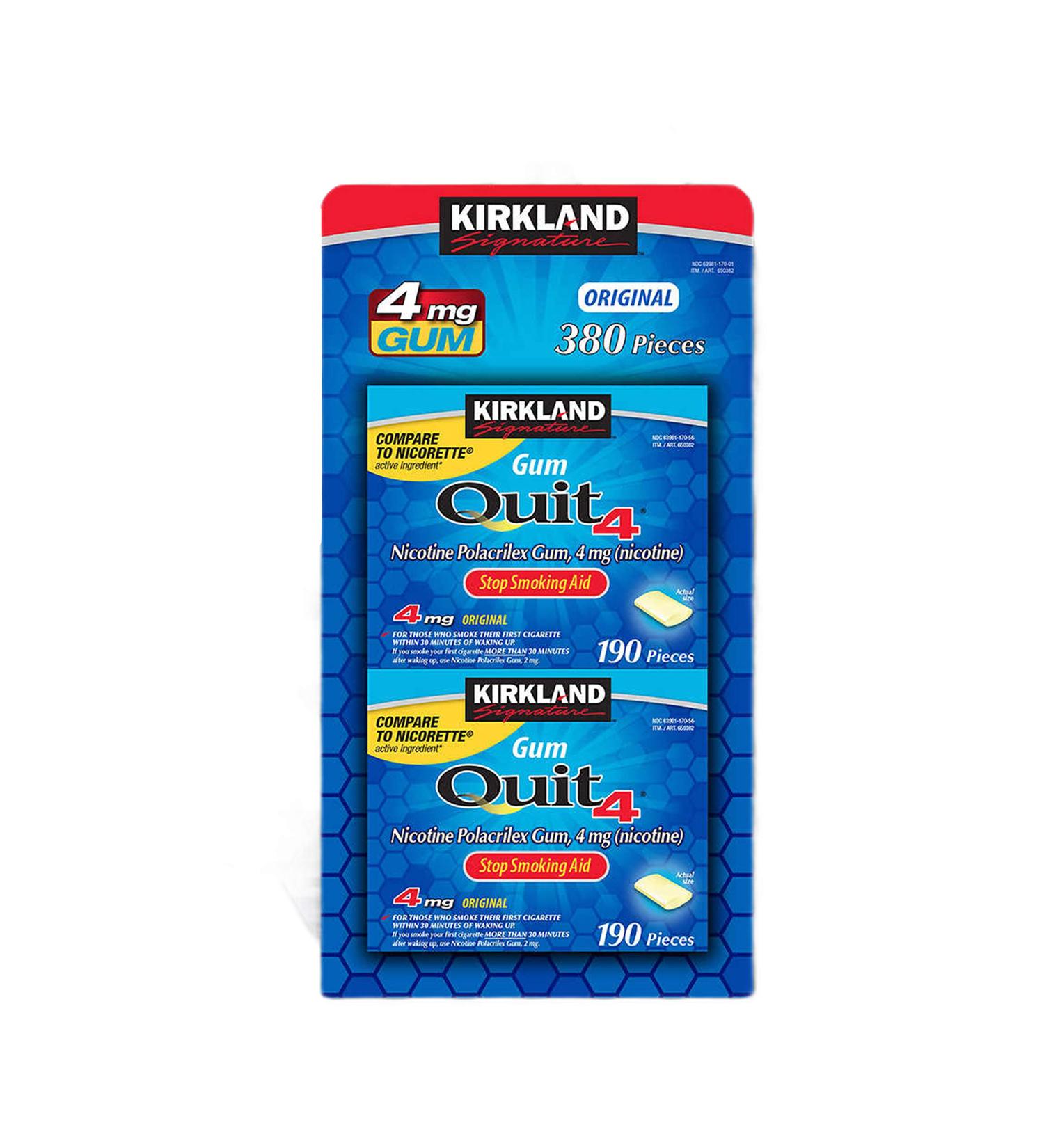Kirkland Nicotine Polacrilex Gum 4mg - 380 Pieces | Stop Smoking Aid - Buy Online on GoSupps.com